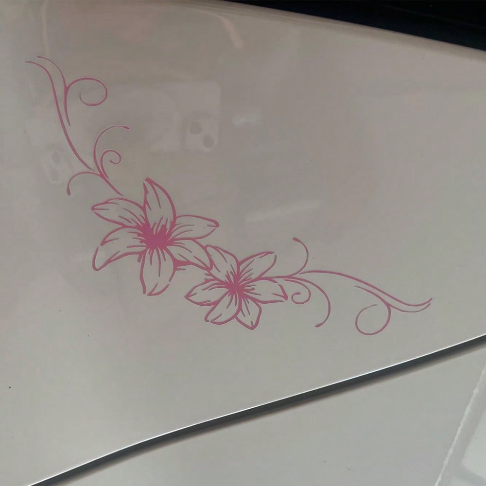 1 Pc Lily Flower Vinyl Car Decal, Cute Y2K Floral Sticker For Car Window Bumper Helmet, Easy To Apply