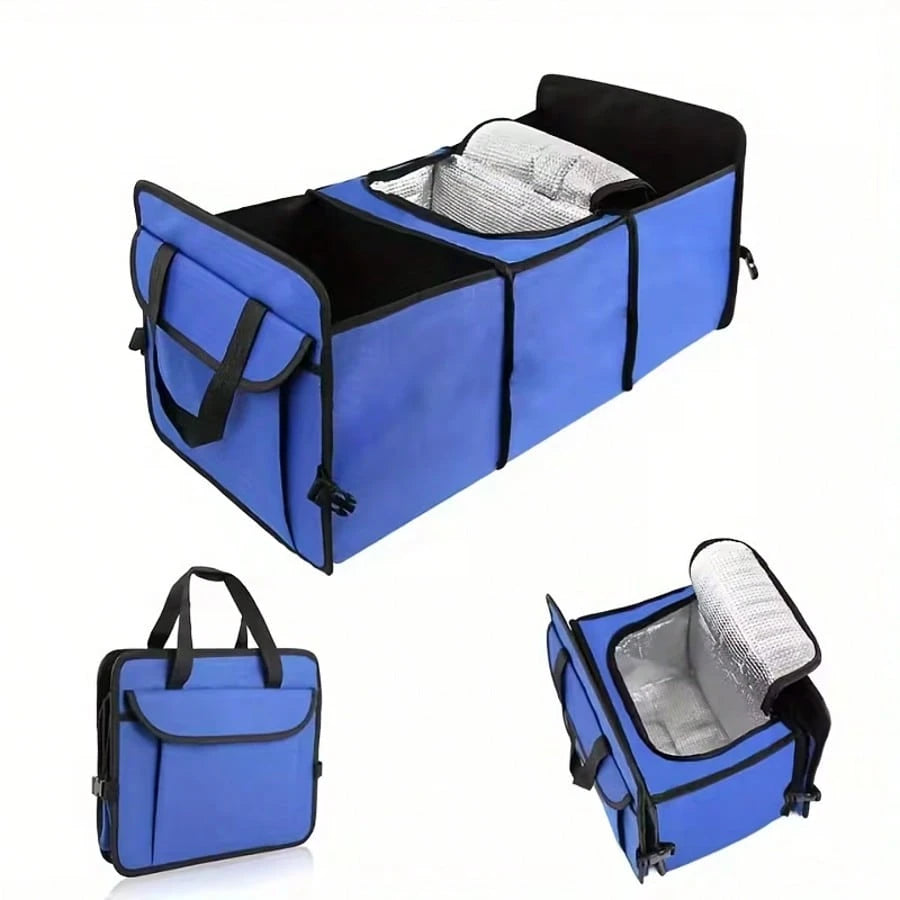 1-Piece Multi-Functional Foldable 3-Compartment Car Trunk Organizer, Storage Box, Insulated Storage Bag, Car Cooler Bag, Large Insulated Car Storage Bag, Insulated And Refrigerated Storage Bag