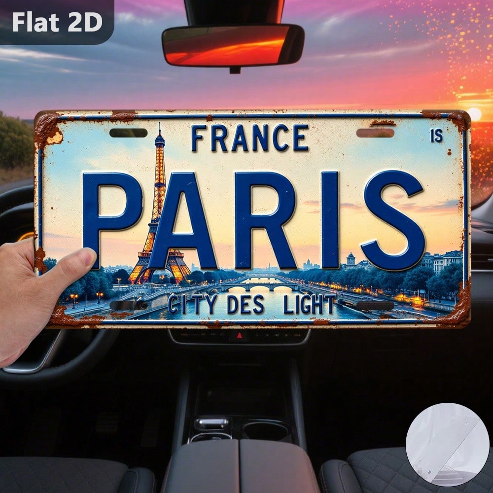 1 Piece Paris Eiffel Tower Theme Aluminum License Plate, 12inch X 6inch, Travel Souvenir, Car Stuff, Garage Decor, Wall Decor, Wall Decor, Room Decor, Car Accesssories, Home Decor, Car Acessesories>Es