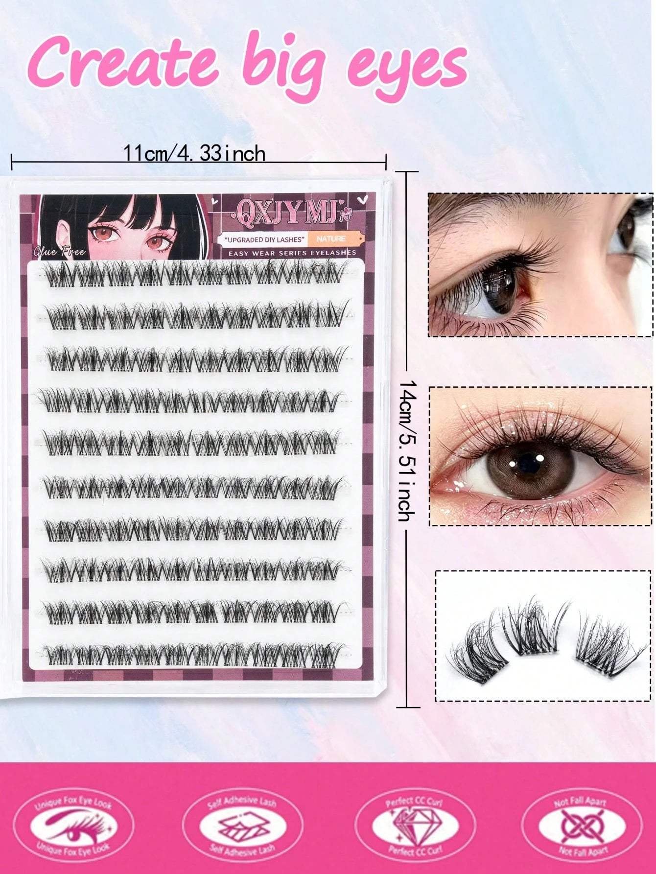 100 Clusters Of Adhesive-Free Self-Adhesive False Eyelashes, Natural Micro-Arc Fluffy Style, Single Cluster Segmented Layered Arrangement, Easy To Use In DIY At Home,Suitable For Various Eye-Fitting N