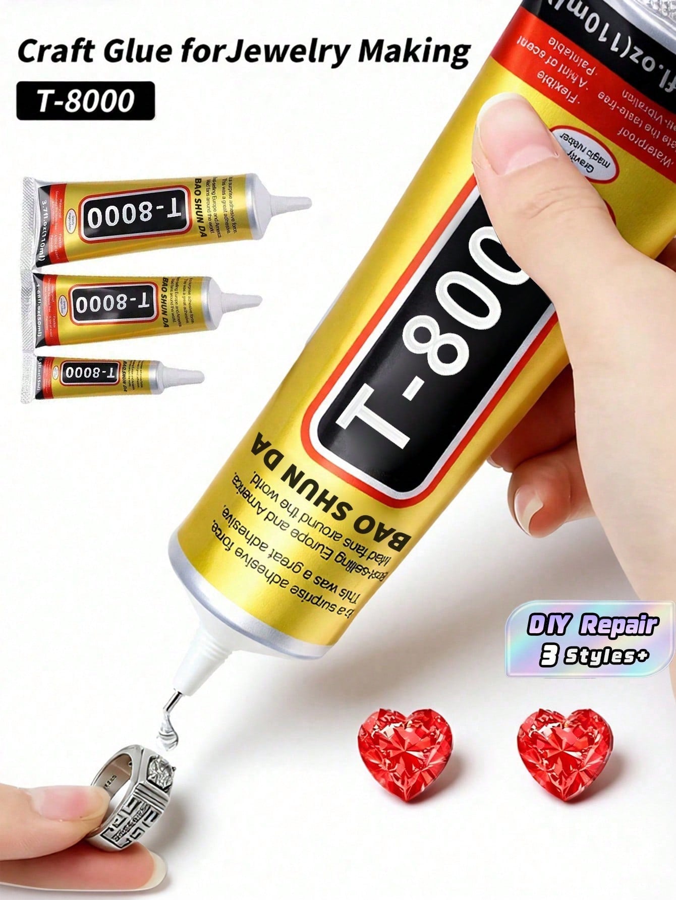 1pc 15ml/50ml/110ml T8000 Glue, Craft Adhesivefor Cell Phone Screen Repair Glass Wood Crafts Metal And Stones,Diamond Painting Acrylic Point Drill DIY, Jewelry Drill Special Glue Christmas For Holiday