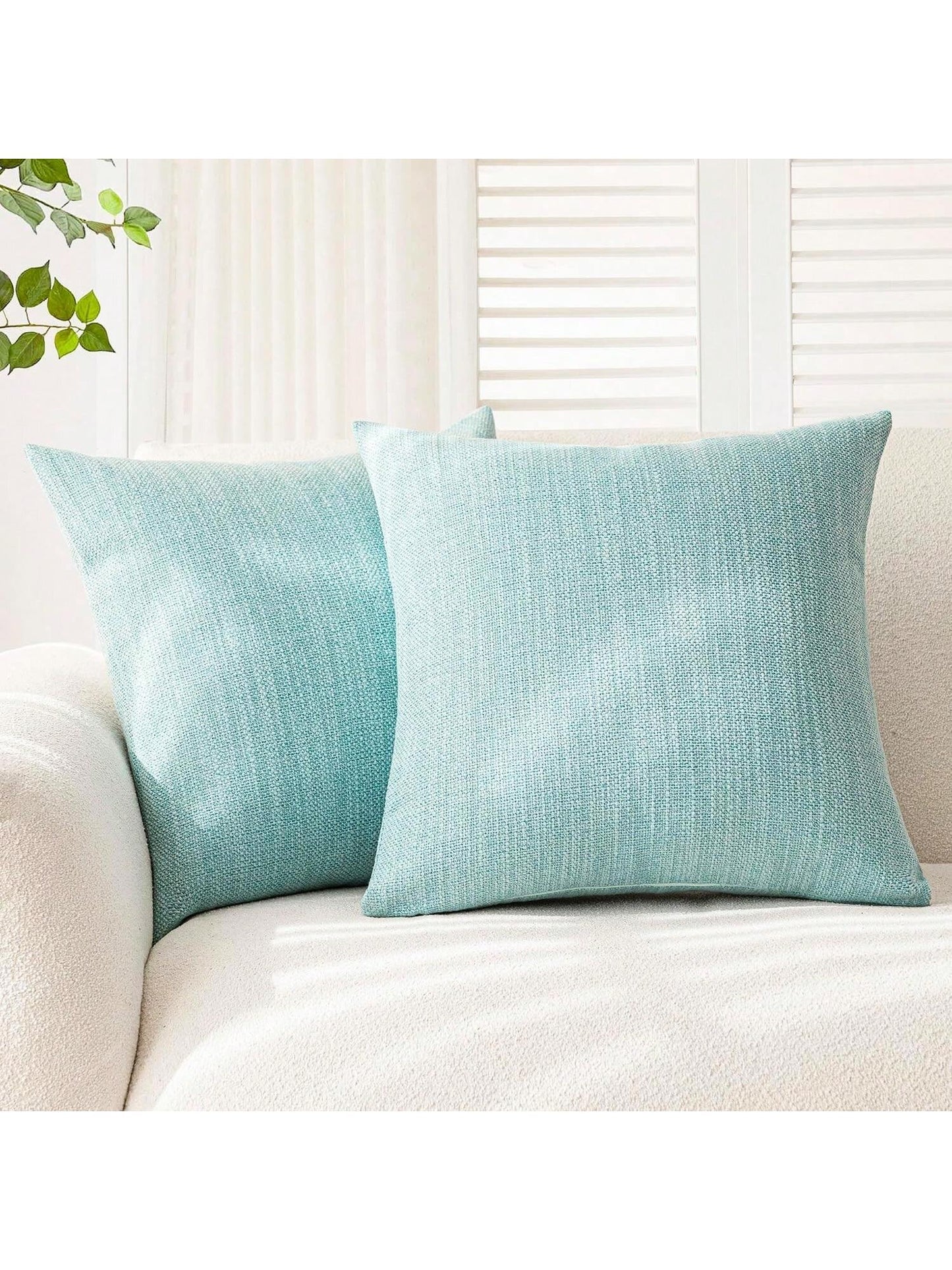 1pc/2PS Light Blue Pillowcase Without Pillow Insert, Bohemian Style Decorative Textured Coarse Linen Fabric, Luxury Pillowcase Made Of Coarse Linen Craft, Suitable For Sofa, Living Room, Bedroom, Floo