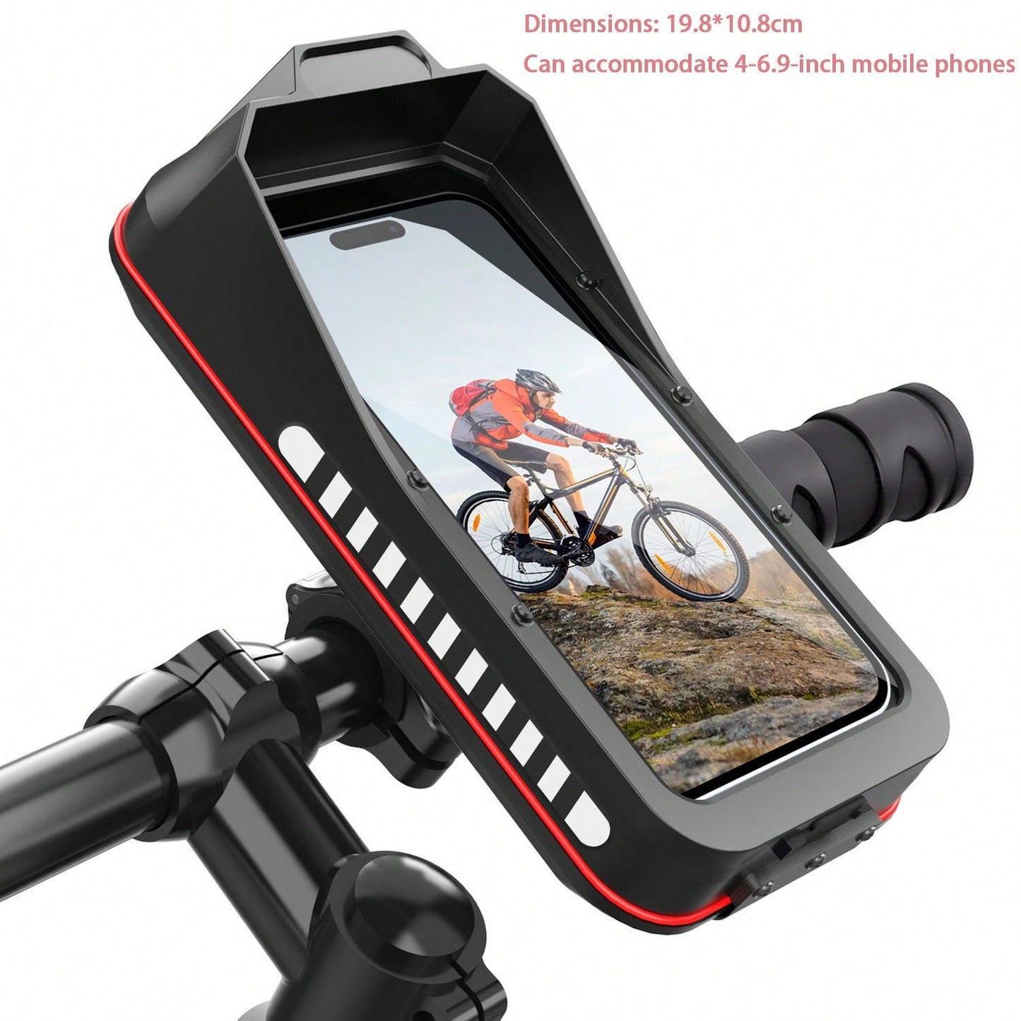 1pc 360° Rotatable Anti-Drop Bicycle Phone Holder, ABS Material, Quick Install Auto-Lock Design, Suitable For 4.7-6.8 Inch Phones, Multi-Function Outdoor Cycling Navigation Accessory, Can Be Installed