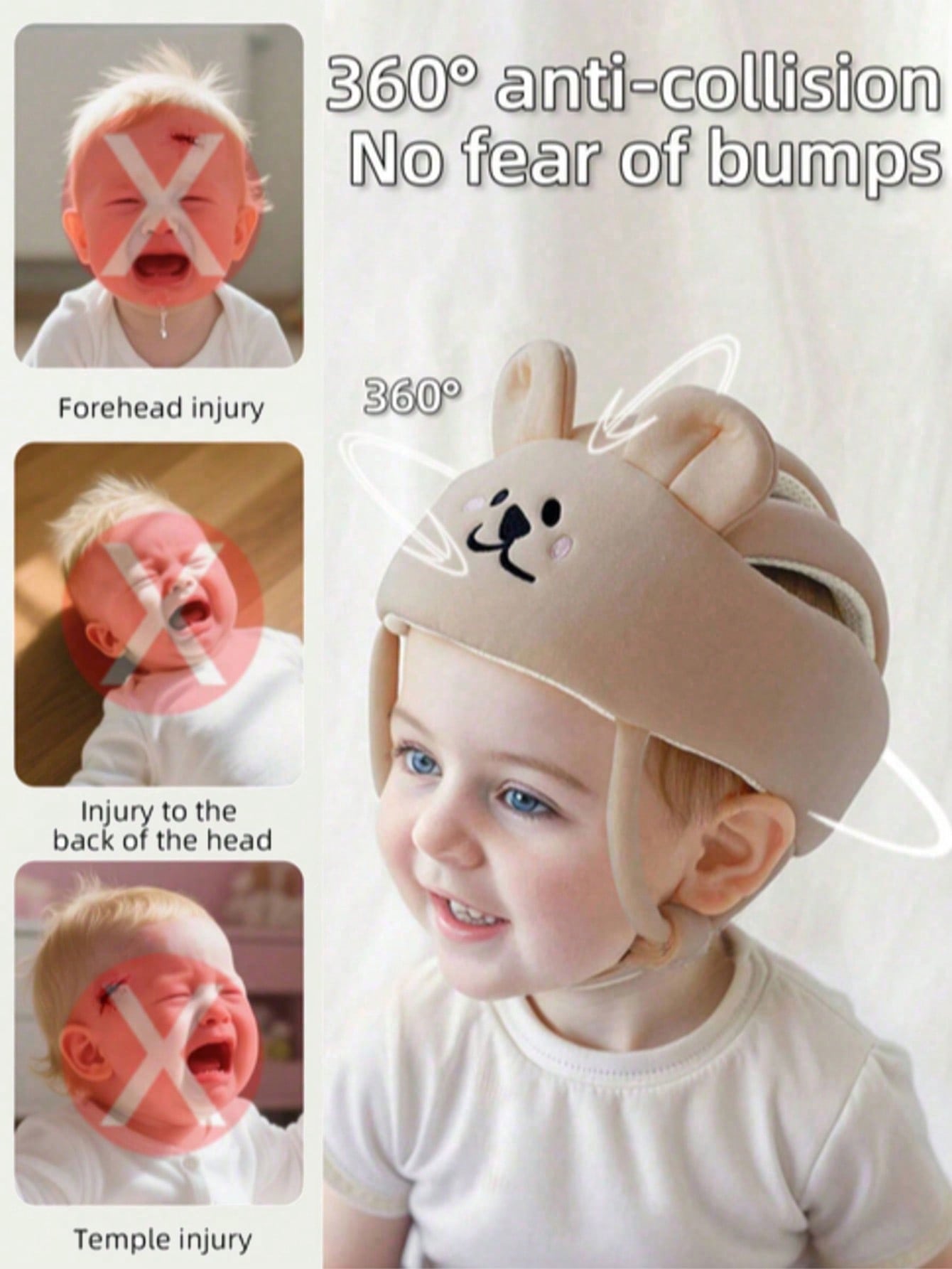 1pc Baby Protective Helmet, Soft Breathable Anti-Collision Headgear For Crawling, Walking & Learning, Infant Toddler Head Protector, 6-24 Months