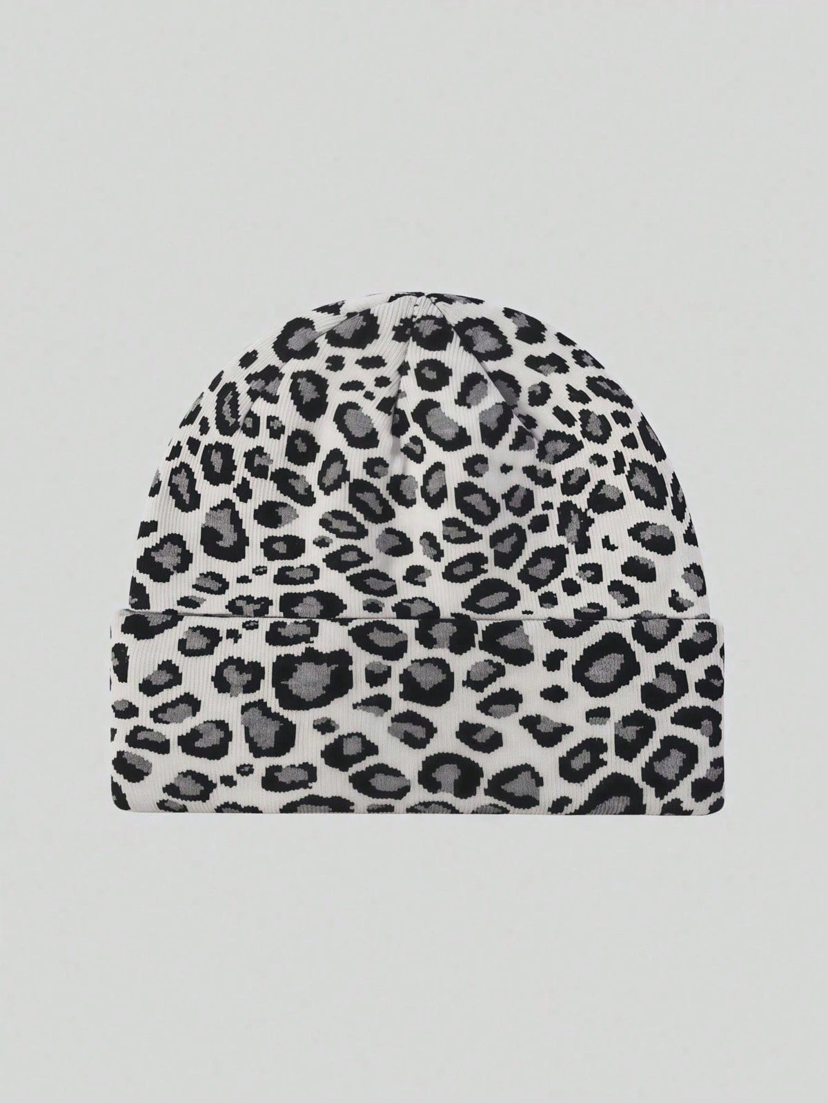 1pc Grey Millennium Spice Vintage Leopard Print Warm Ear Hat, Rimless, Fashion, Minimalist, Versatile, Suitable For Vacation, University, Date, Shopping And Other Matching Items
