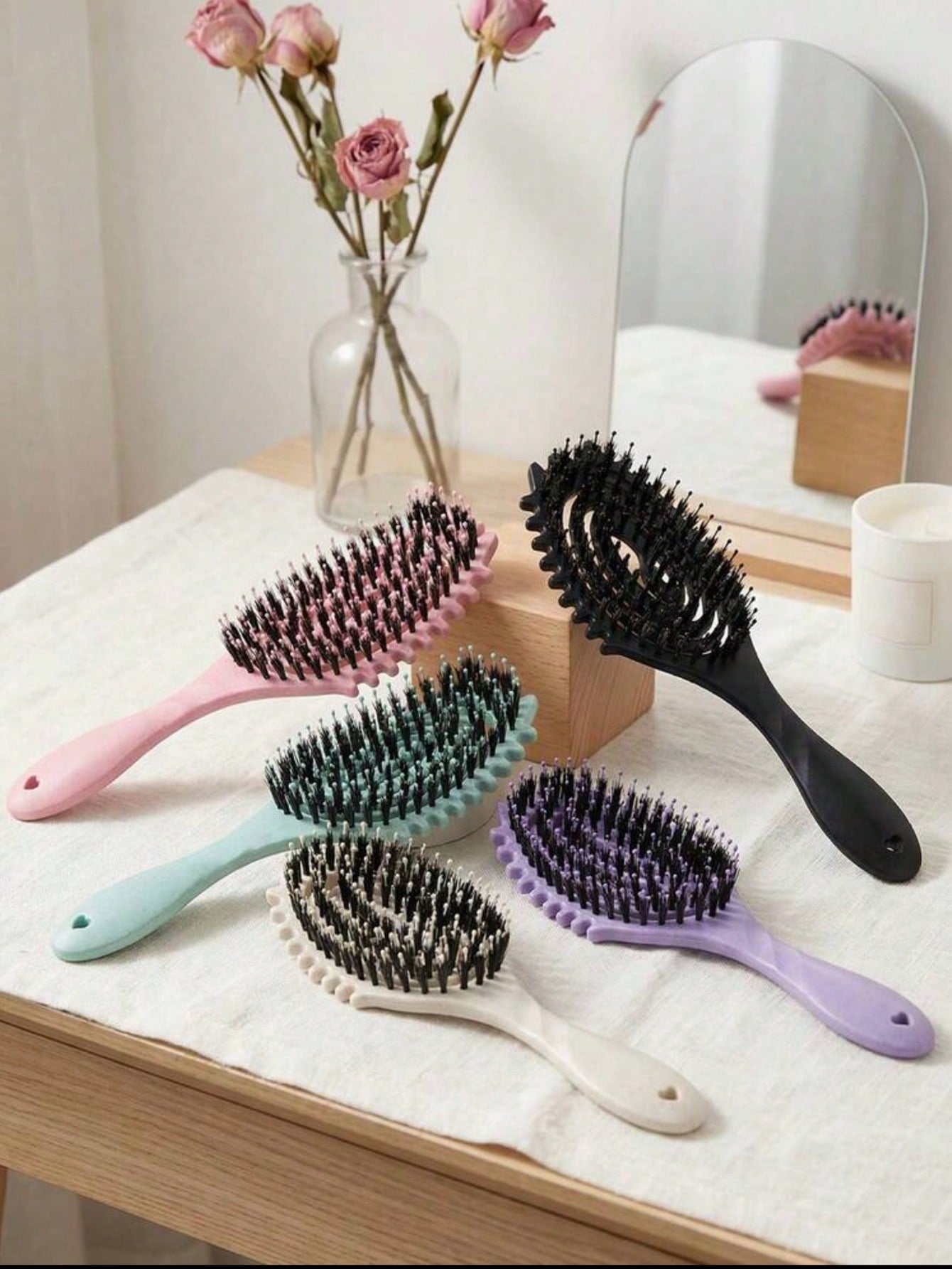 1pc Hollow Ventilated Hair Brush, Anti-Static Scalp Massage Cushion Comb, Professional Hair Salon Detangling Styling Tool, Suitable For Women And Men For Travel And Daily Use