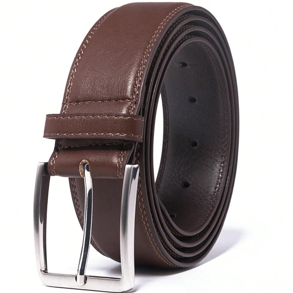 1PC Men's Genuine Leather Dress Belt, Handmade, Cow Leather, Fashion & Classic Designs For Work Business And Casual For School For Wedding, Ideal Gift For Dad, Husband, Boyfriend
