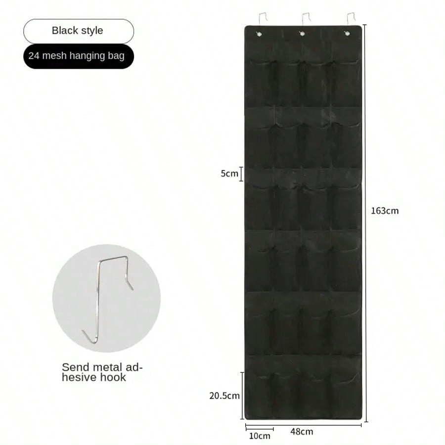 1pc Over The Door Shoe Organizer Hanging Closet Holder Hanger Storage Bag Rack With 24 Large Mesh Pockets