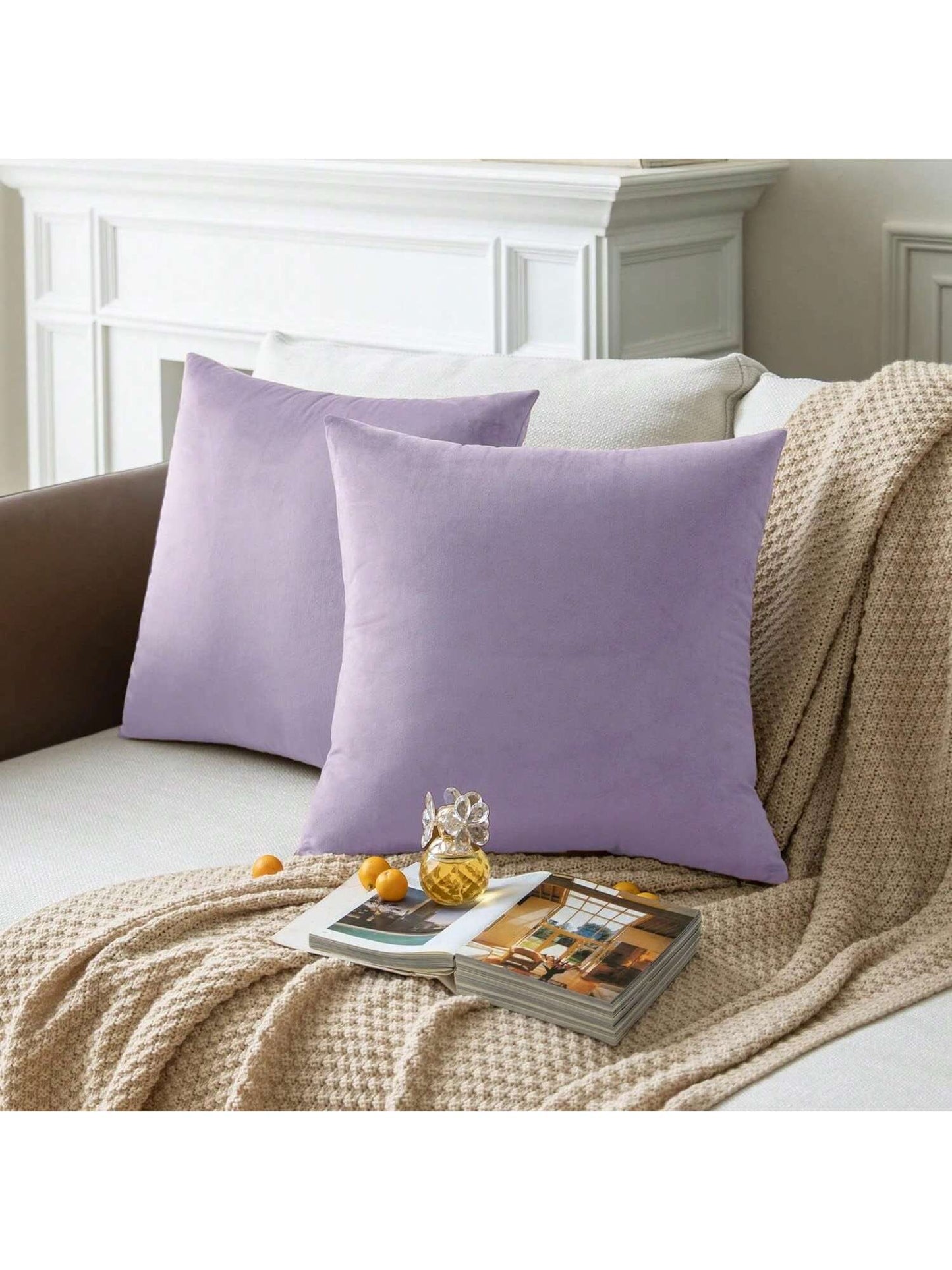 1pc Plain Cushion Cover Without Filler, Striped Velvet Square Pillowcase For Sofa, Home Decor