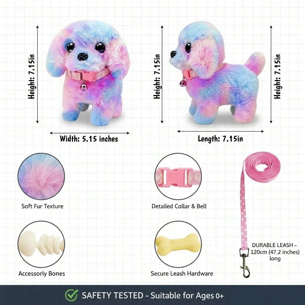 2026 New Electric Toy Puppy With Multiple Accessories Set, Includes Leash Bone Bow, Realistic Walking Barking Wagging Tail Interactive Plush Pet Dog For Home Entertainment And Holiday Gift