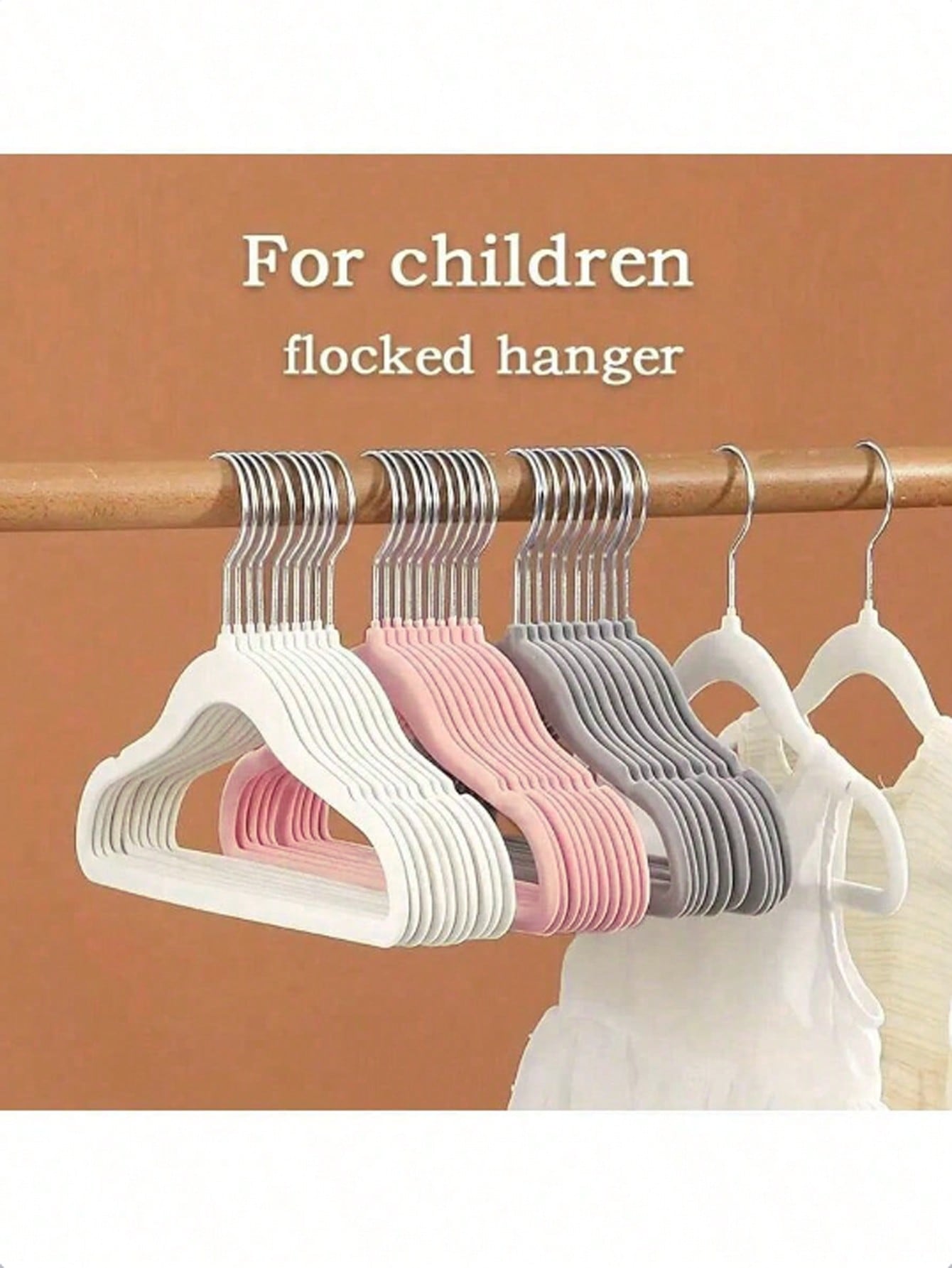 20pcs/10pcs Assorted Flocked Kids Clothes Hangers, Non-Slip Drying Racks, Flocked Baby Hangers- Non-Slip Hangers Suitable For Infant, Toddler, Baby Clothes- Wardrobe Children Hangers With Slim Desig