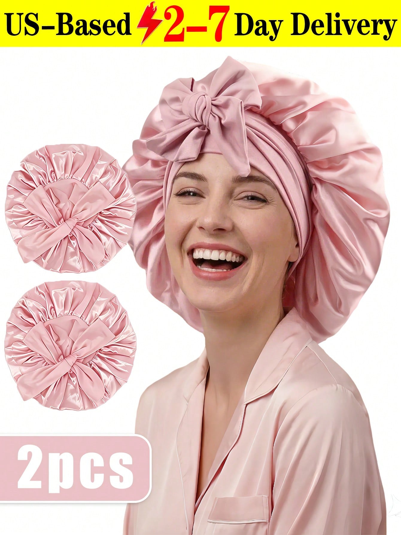2pcs Satin Sleeping Bonnet For Women, Large Silk Sleep Cap With Long Strap, Adjustable Sleep Cap Hair Bonnet For Women & Men, Satin Hair Cap, Lightweight Wide Brim High Elasticity Cap, High-End Satin