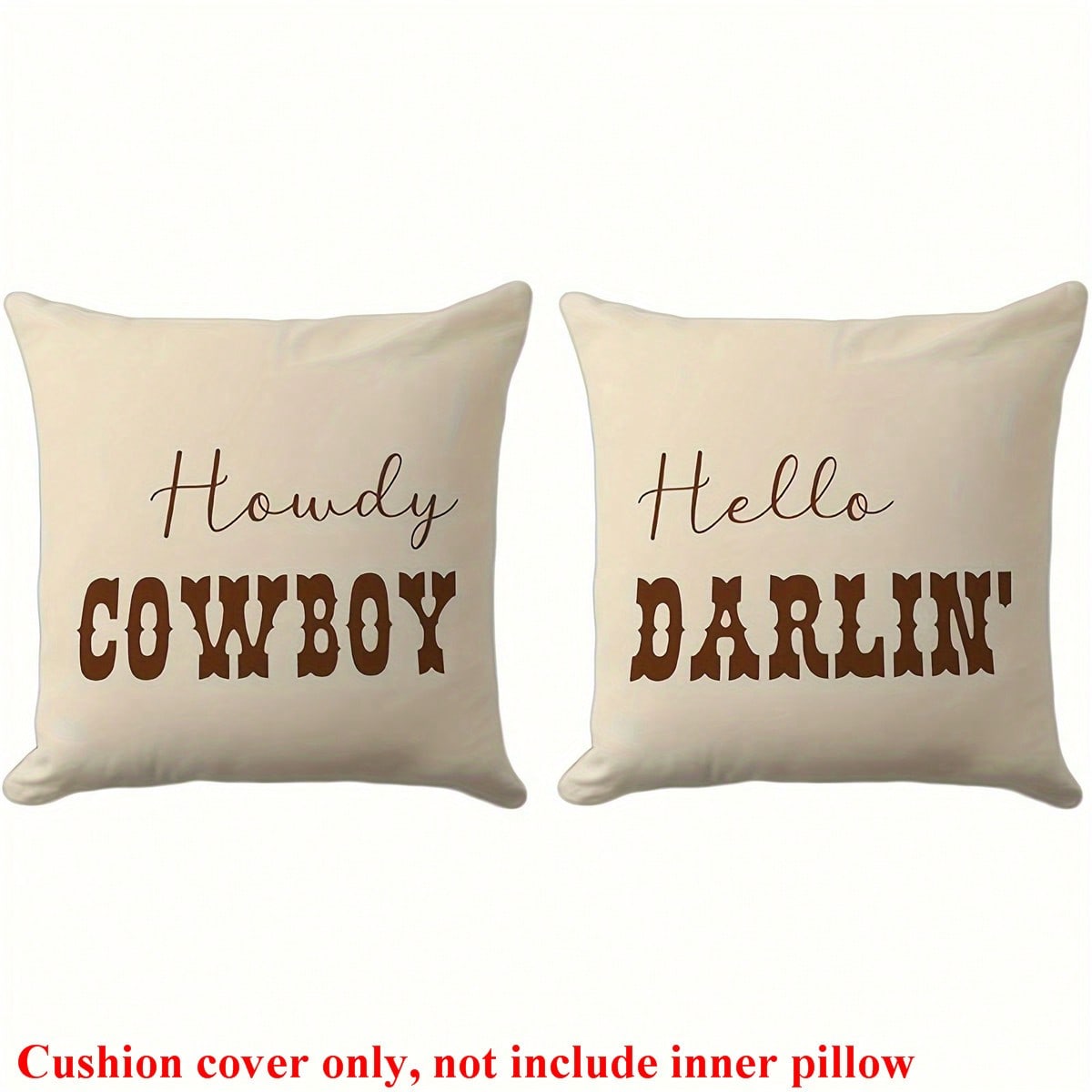 2pcs Western Cowboy Letter Throw Pillow Covers, 17.7x17.7 Inches- Soft Polyester, Easy Care, No Battery Required, Great For Living Room, Bedroom, Office And Dining Room Decor, Ideal Gift For Birthday