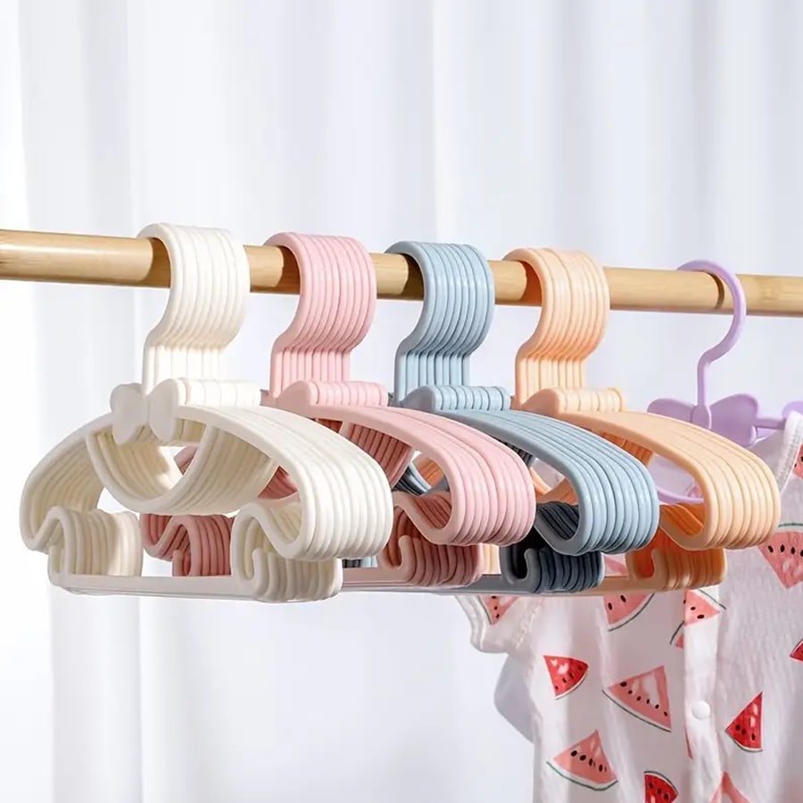 40pcs/20pcs/10pcs/1pc PP Material Bow Baby Clothes Hangers, Ultra-Thin Children's Clothes Hangers, Clothes Hooks, Baby Gifts, Baby Essentials, Baby Room Decor