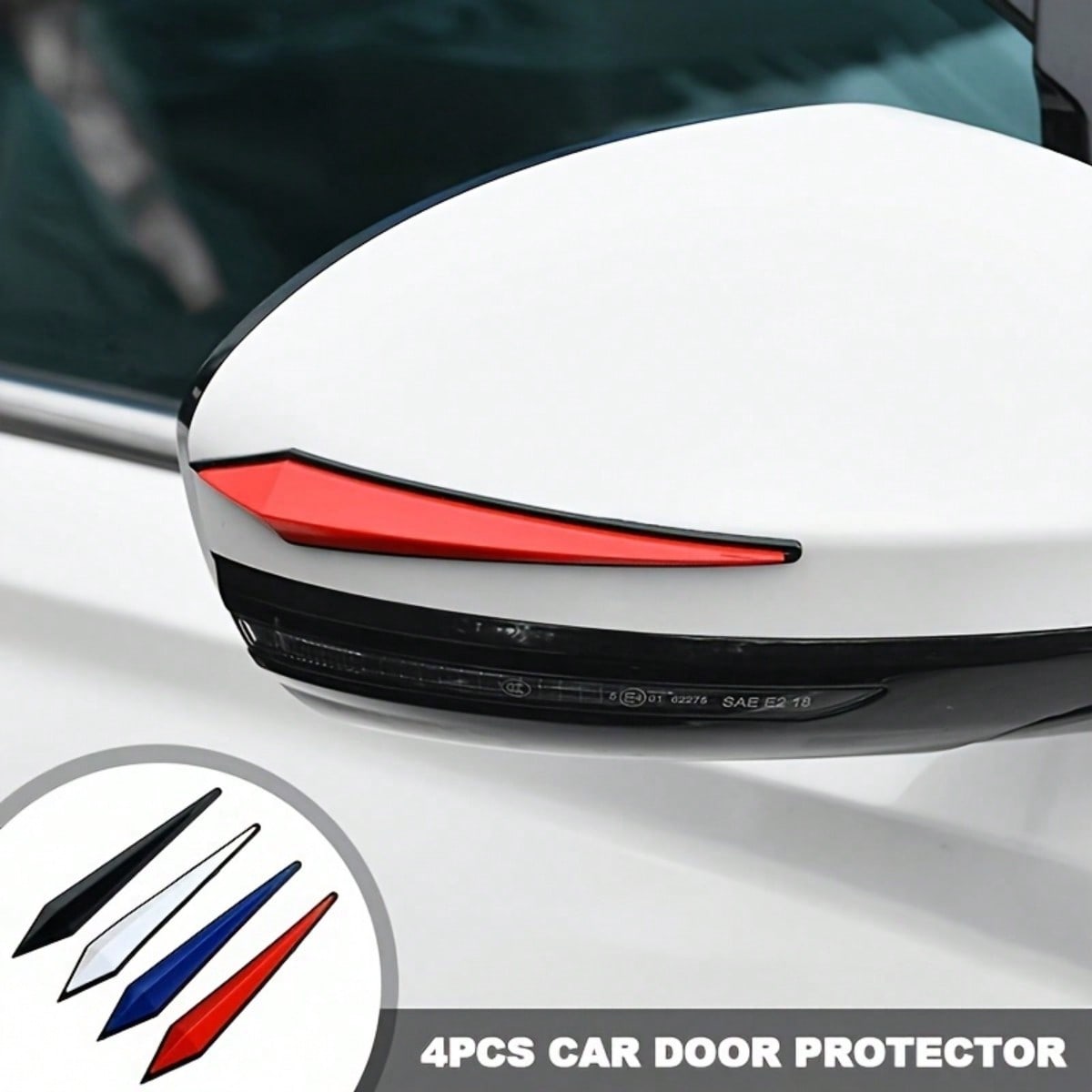 4Pcs Car Door Edge Protectors- Universal Anti-Scratch Stickers For Door Edges, Rearview Mirrors, Front/Rear Bumpers- Self-Adhesive Exterior Car Body Protection Decals For Most Cars, SUVs, Trucks- W