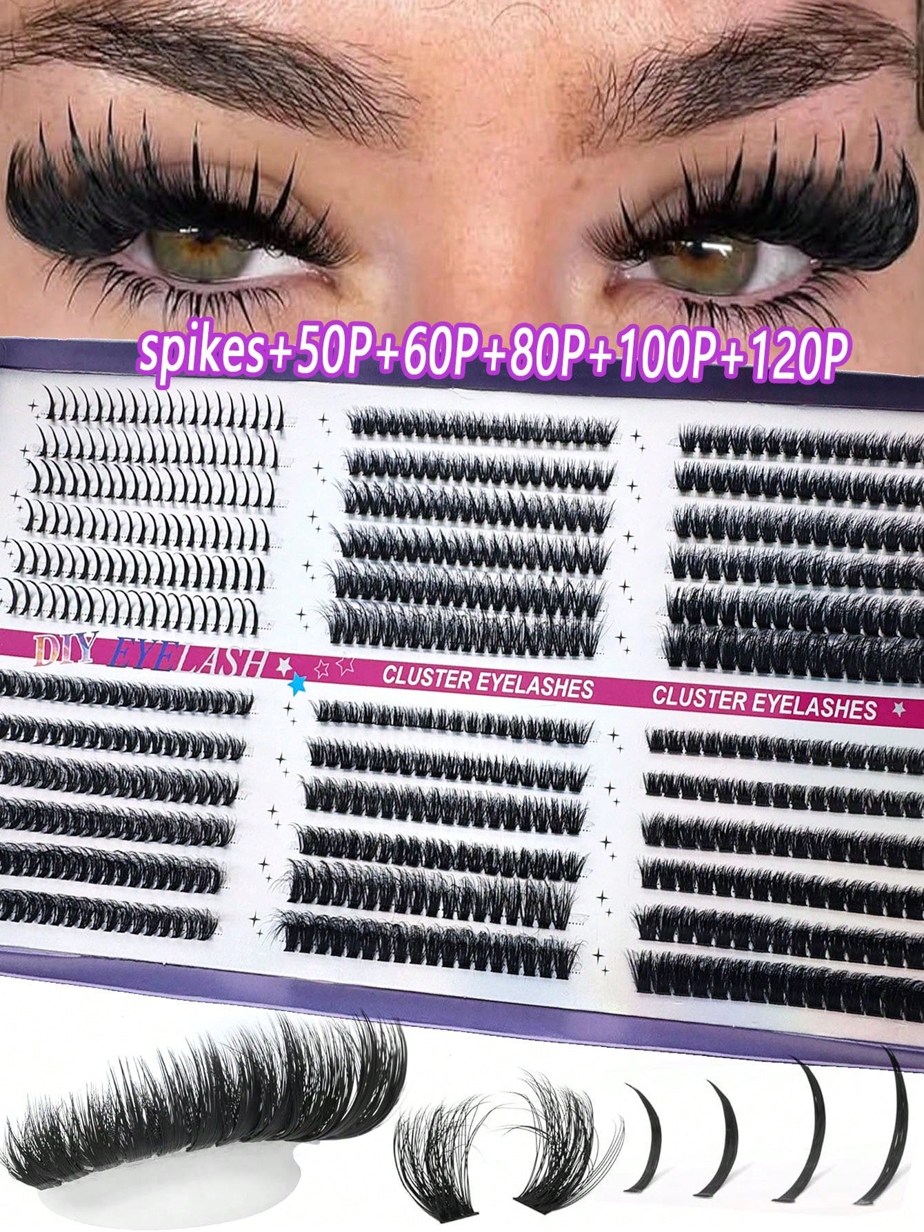 672pcs D-Curl Fluffy False, 50D-150D Cluster Lashes, 0.07mm D-Curl 10-18mm Mixed Natural Eyelash Extension, Super Thick Growth Cluster Lashes, DCurled Individual LashesSlim Long Lashes,Suitable For B