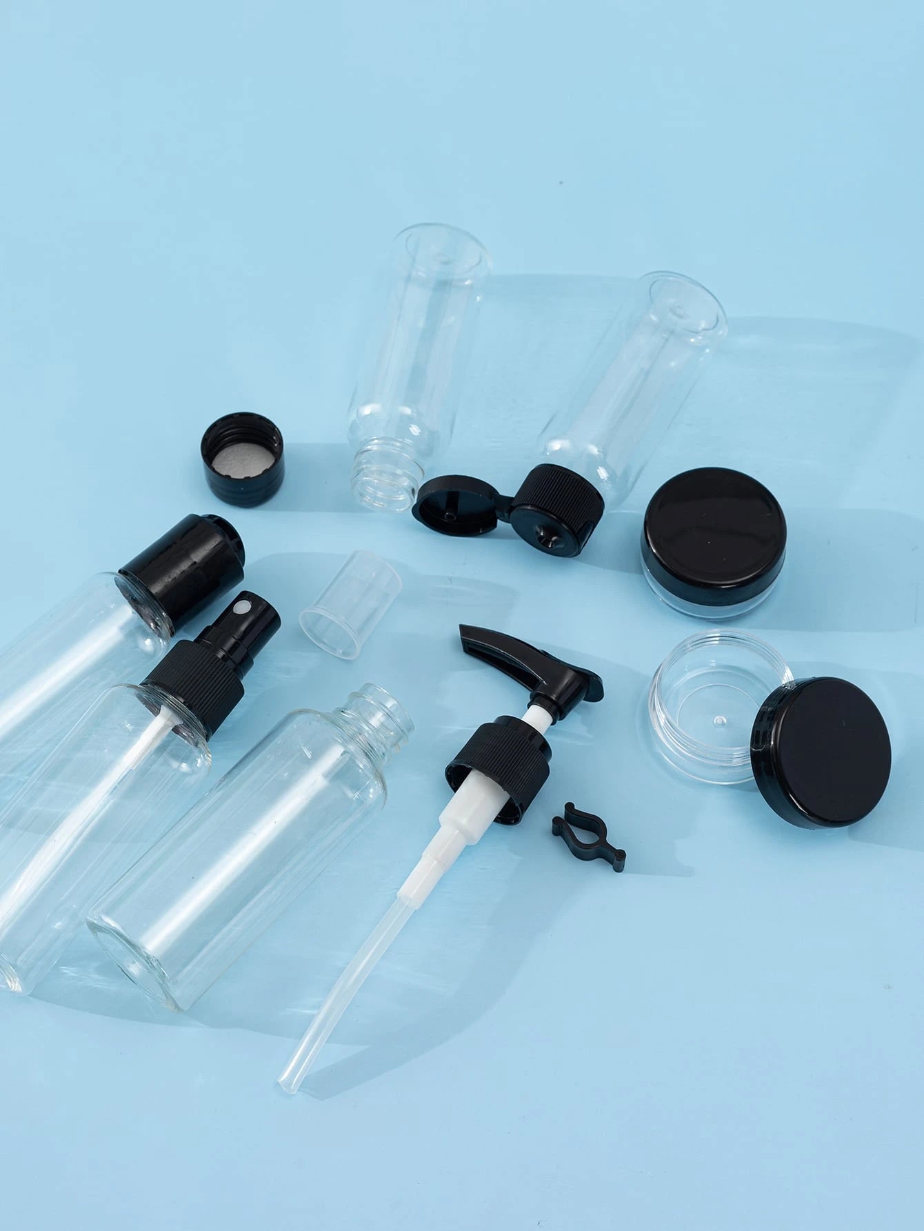 7pcs 60/40ml Clear Plastic Empty Subpackage Bottle Set, Travel Essentials, Spray Bottle, Living Room Home Bedroom Bathroom House Decor, Travel Stuff, Wedding, Party, Birthday, Gifts For Men Mom Dad F