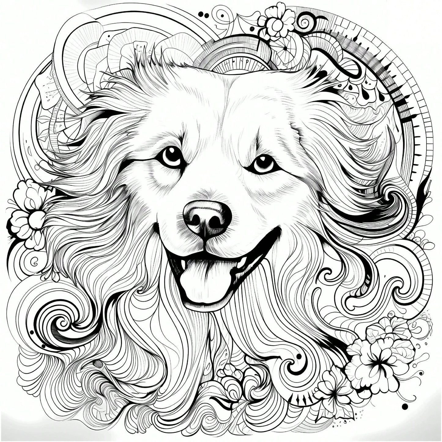 Adult And Teen Coloring Book- Mandala & Cute Puppy Theme, Blending Art And Nature Elements For A Vibrant Coloring Experience. Unique And Creative Style, Suitable For Daily Relaxation And Stress Relie