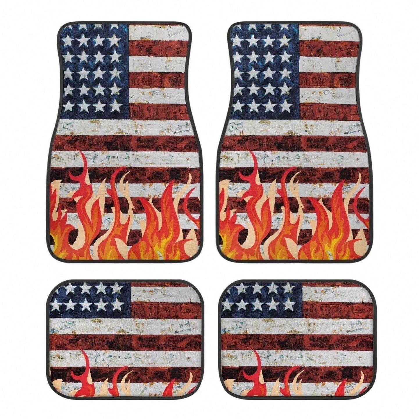 American Flag Car Floor Mats Full Set 4 Pack Auto Front & Rear Carpet Universal Size For Auto Truck Van SUV Statue Of Liberty Print Car Floor Mats 4 Pcs