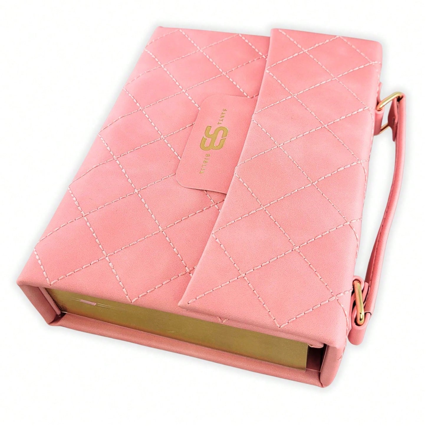 Biblia Cartera Con Broche Magnético Compacta RV1960, Imit Piel Coral Con Asa De Mano