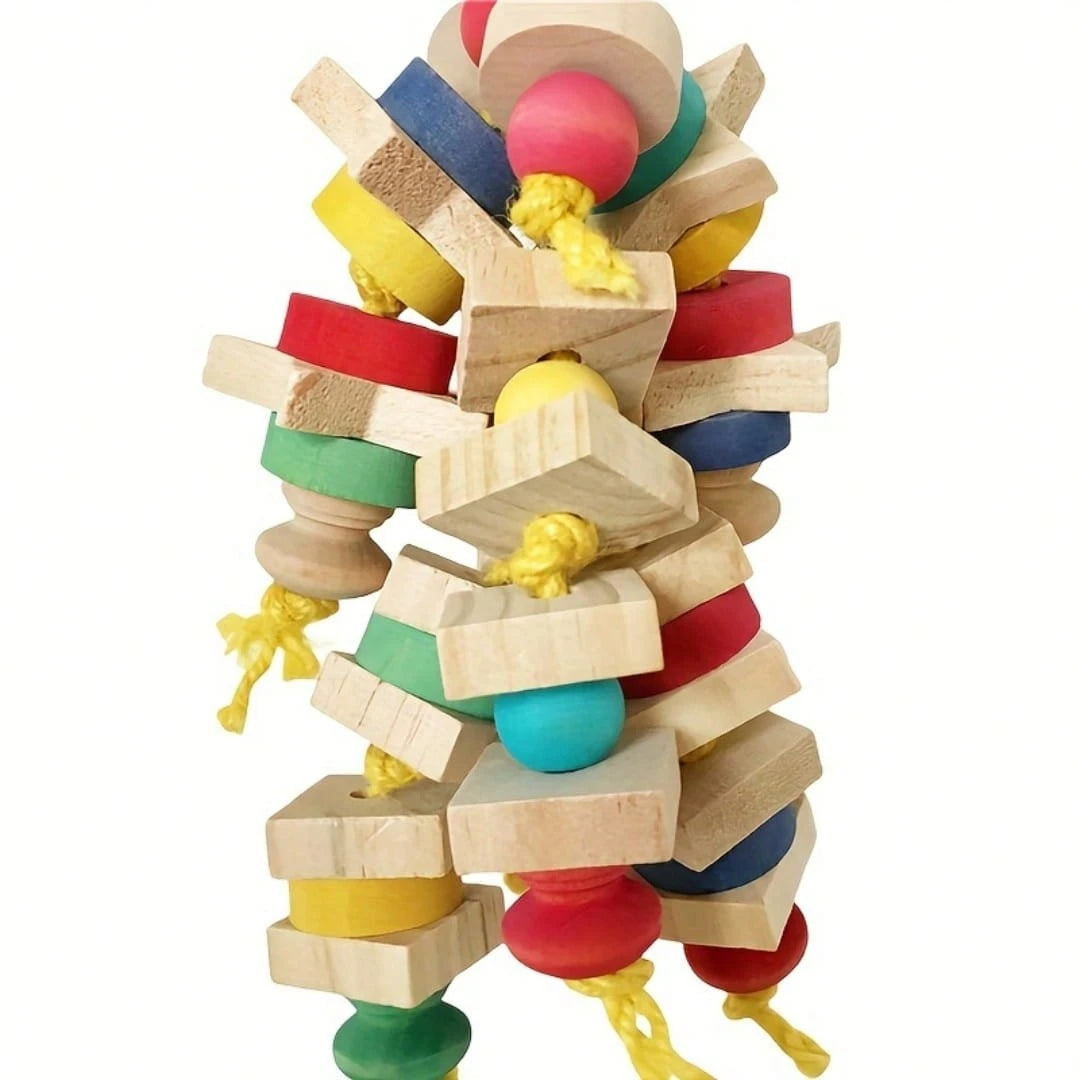 Colorful Parrot Chewing Toy- Birdcage Hanging Wooden Blocks, Fun Climbing And Play Swing, Ideal Gift For Bird Lovers, Random Colors, Fun Toy Suitable For Most Birds