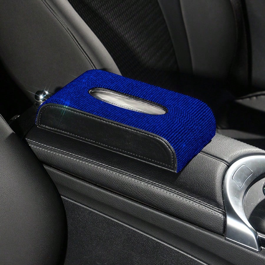 Creative Rhinestone Car Tissue Box, Freestanding Dining Napkin Holder & Fashionable Car Interior Accessories For Women