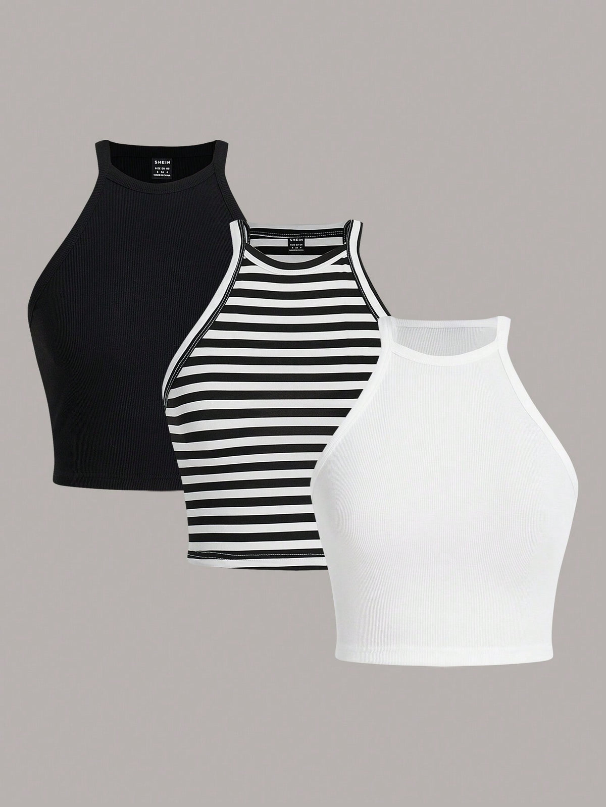 Essnce Ladies 3pcs/Set Short Knitted Tank Tops In Multiple Colors