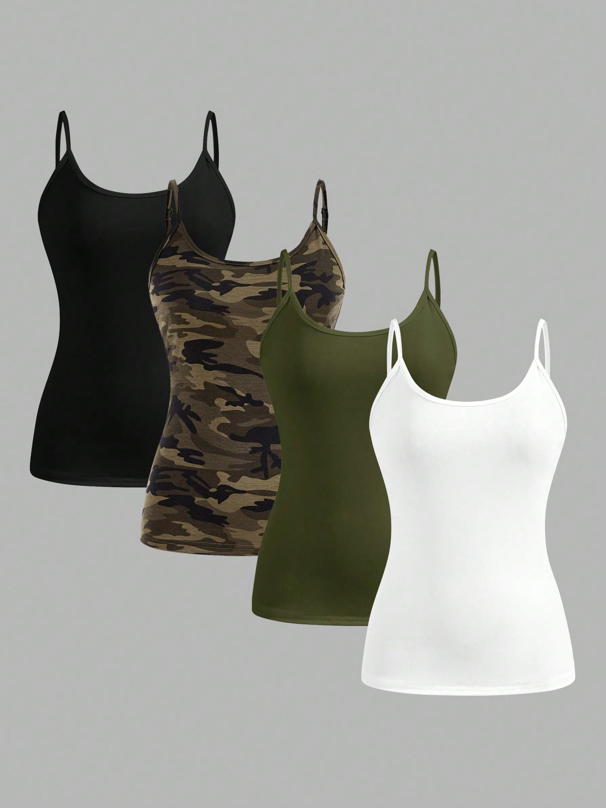EZwear 4pcs Pack Women Casual Minimalist Camisole Tank Top, Suitable For Summer Back To School