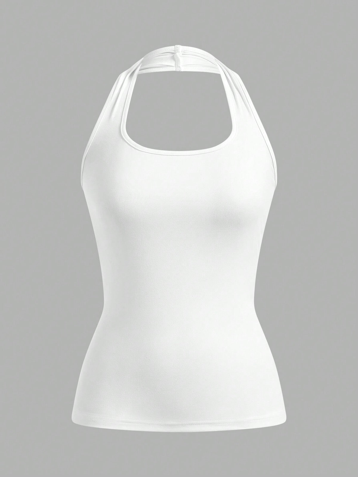 EZwear White Long Casual Halter Top, Suitable For Women In Summer, Slim Fit