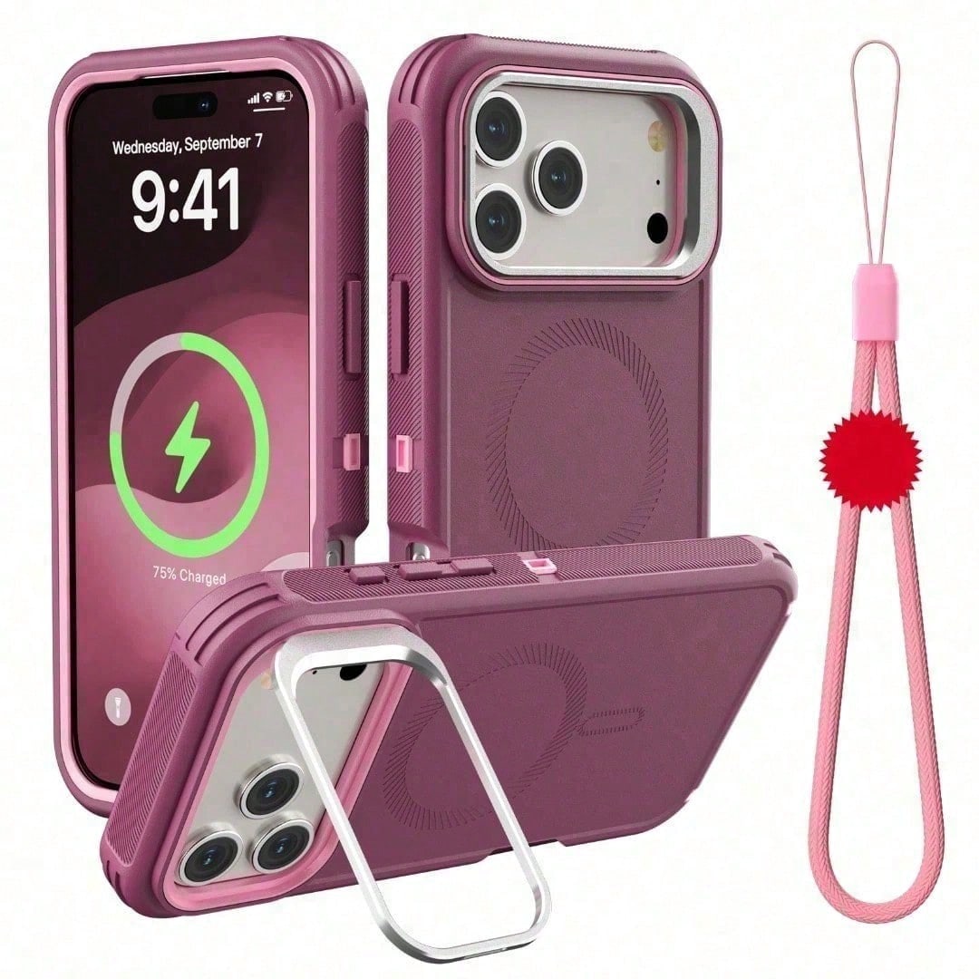 For IPhone 17 16 15 14 Pro Max Plus Luxury Dark Purple Shockproof Case Magnetic Charging Anti-Drop Slim Grip Protective Cover