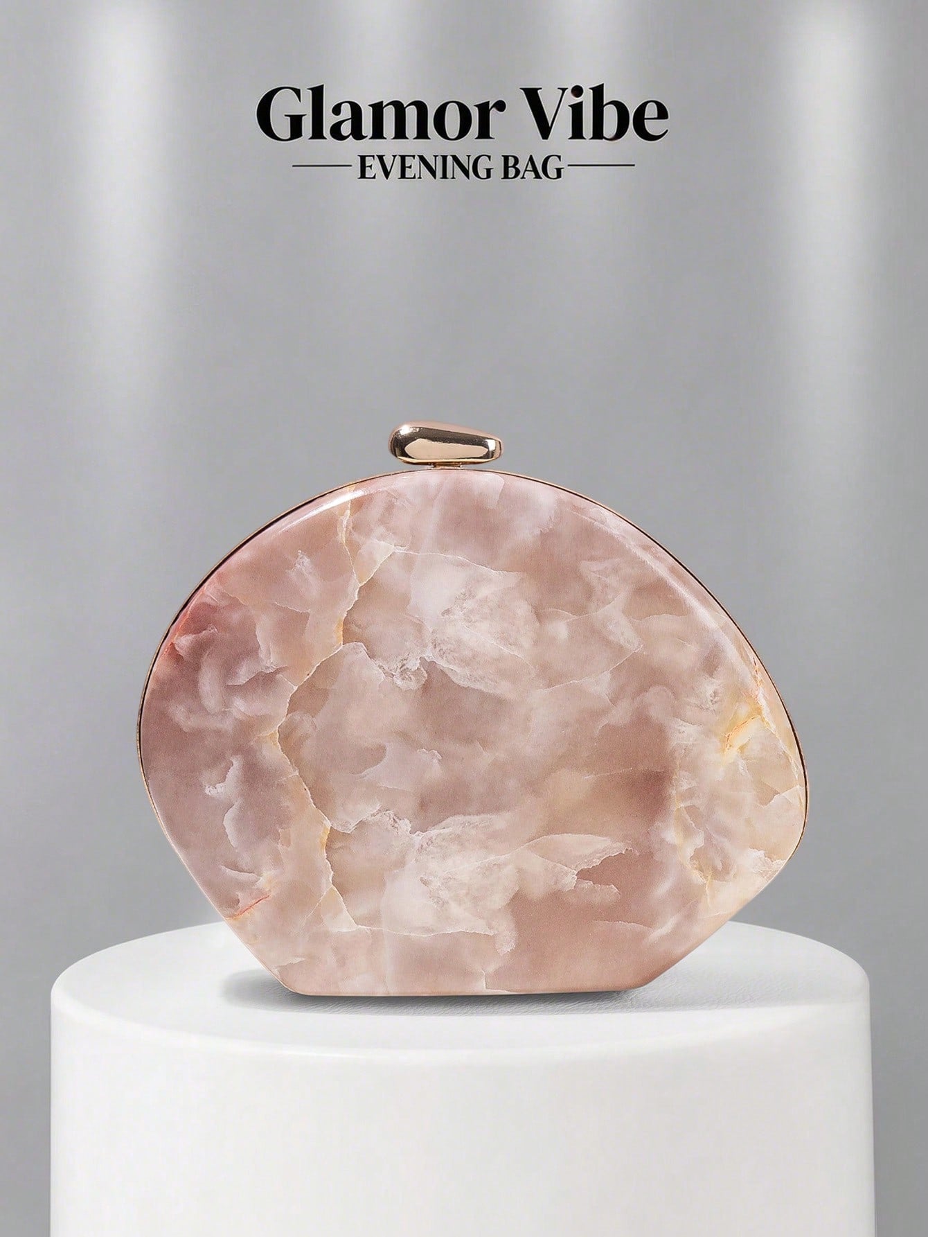 Glamor Vibe Women's Party Clutch, Pink Marble Pattern Hard Shell Evening Clutch Bag (Random Pattern), Essential Wedding Accessory, Valentine's Day Gift, Suitable For Weddings, Vacations, Graduations