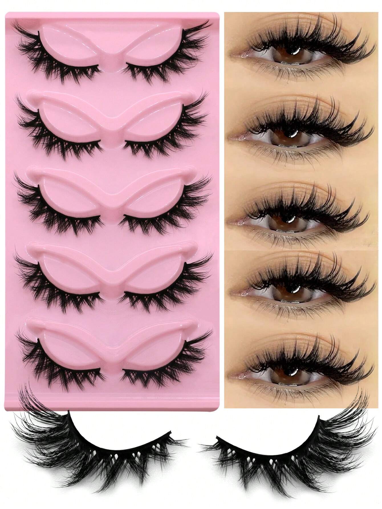 GROINNEYA Cat Eye Eyelashes 5 Pairs Fox Eye Lashes Faux Mink Lashes Fluffy Strip False LashesNatural Look Eyelashes Lash Extension Makeup(3DMAO-13) Strip Lashes,Lashes,Eyelashes,Fake Lashes