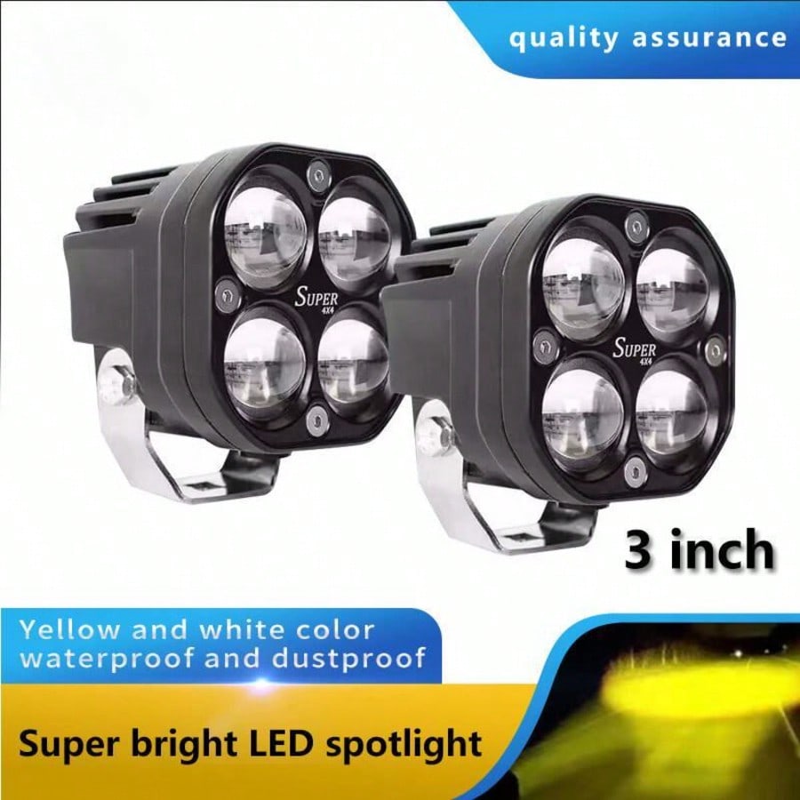 GZSGCP 3 Inch 40W Dual Color Amber + White LED Fog Lights, Suitable For Motorcycle, Truck, Car, Off-Road Driving Work Lights