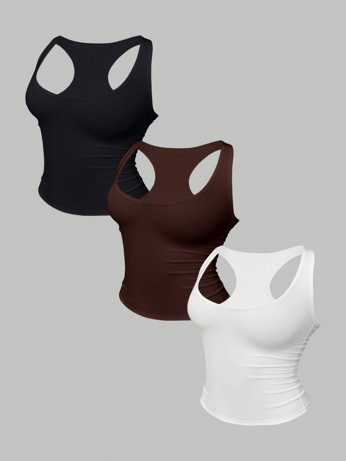 INAWLY Women's Casual Solid Color Racerback Fitted Tank Top