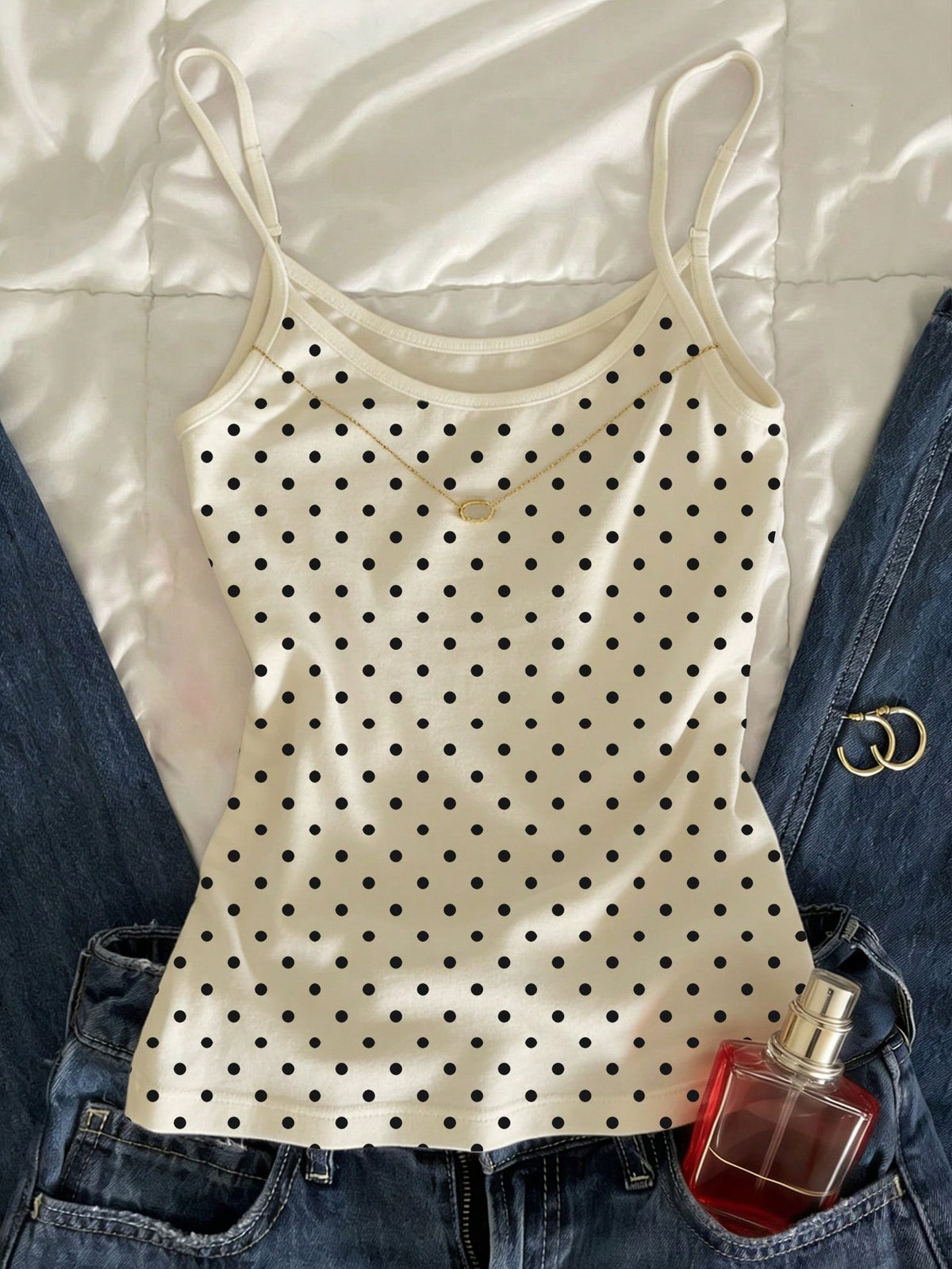 IslaSuriya Casual Versatile Polka Dot Print Camisole For Summer