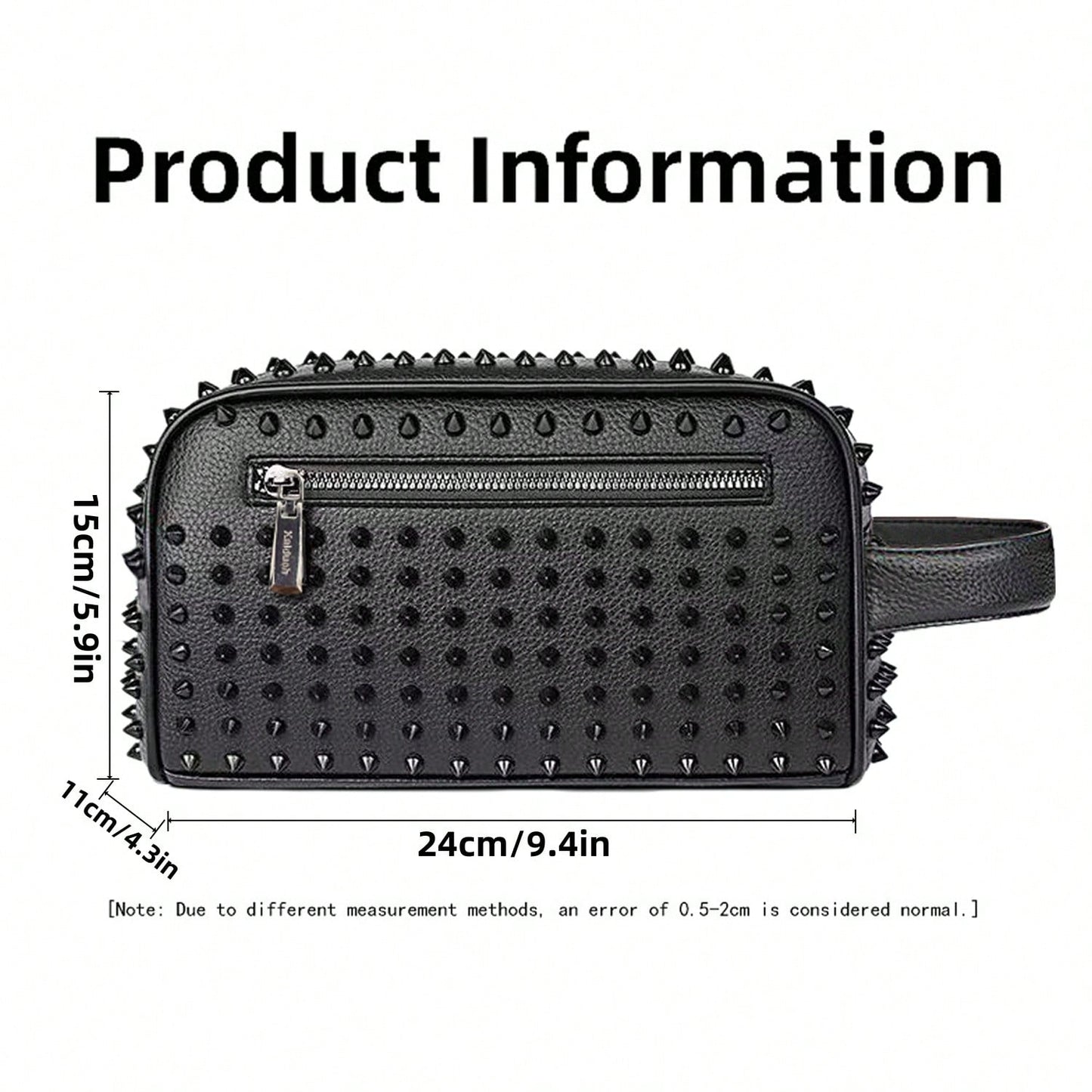 KAIDUCH Men's Clutch Bag Punk Style Clutch Bag Large Capacity Multi-Compartment Men's Handbag For Daily Commuting Portable Phone Case Stylish Zipper Pocket
