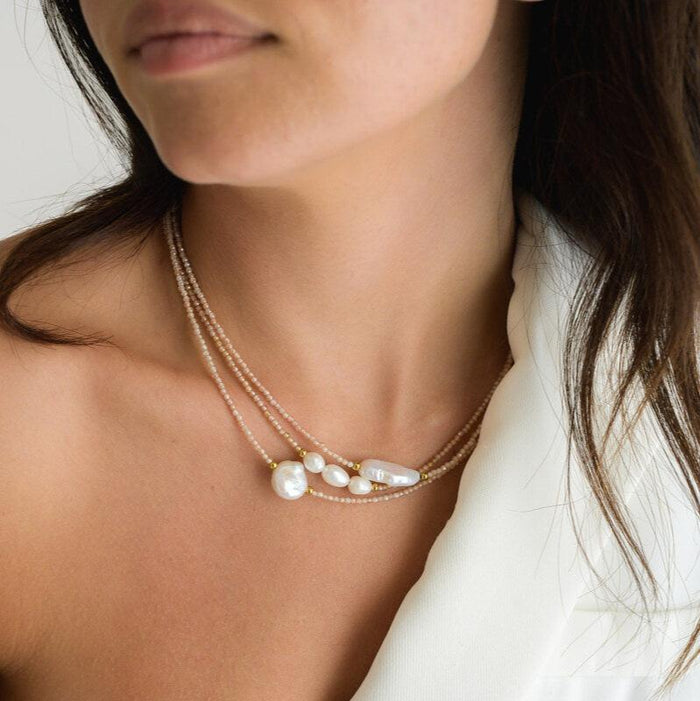 Koa Necklace - Rectangle Pearl