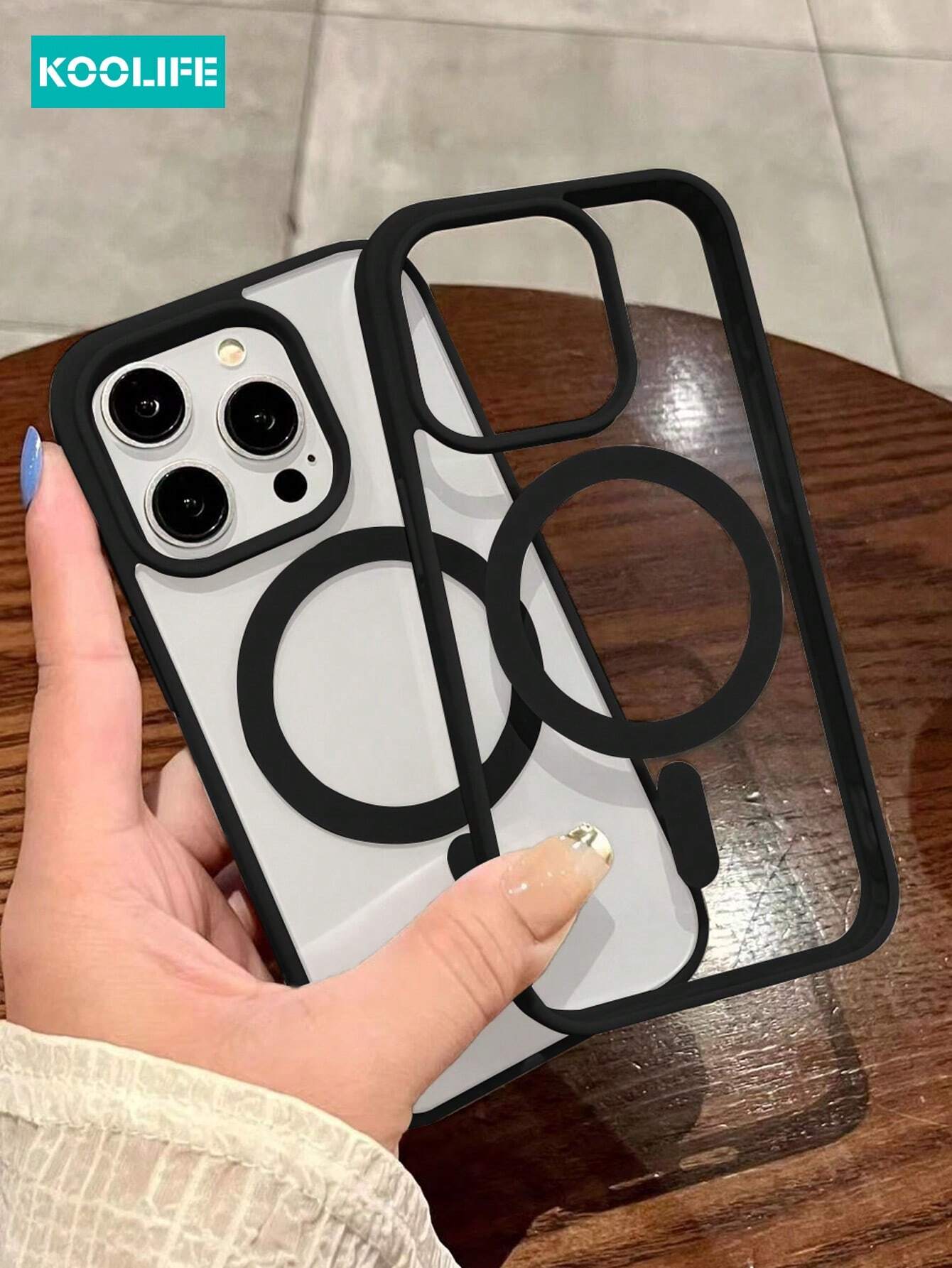 Koolife 1pc Acrylic Magnetic Wireless Charging 2-In-1 Shockproof Slim Phone Case With Milk Candy Color TPU Edge For IPhone 18 Pro/18 Pro Max/17 Pro Max/17/17 Pro/17 Air/16/16 Pro Max/16 Pro/15/15 Pro