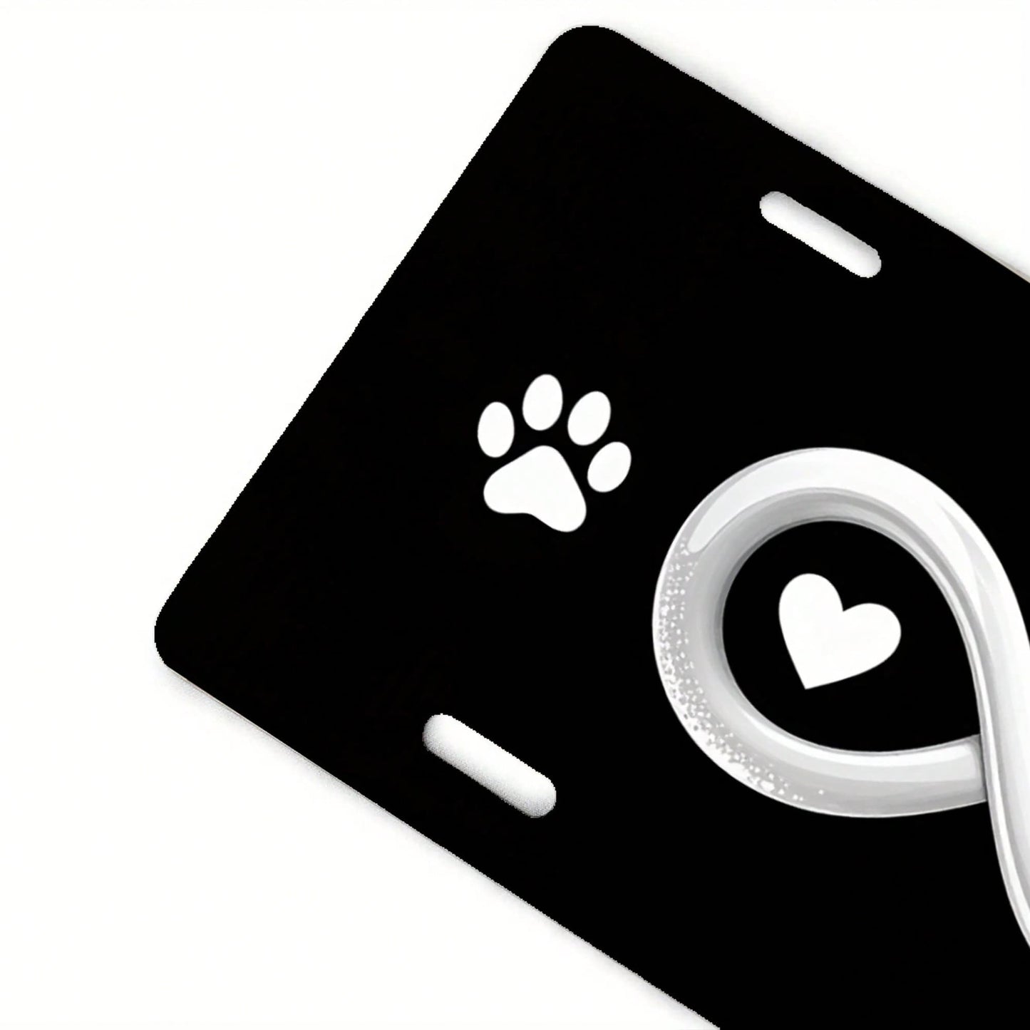 License Plate Holder And Protective Cover| Infinity Heart-Shaped Paw Print Black- Standard 6x12inch- Suitable For Cars, Trucks, SUVs- Aluminum Material