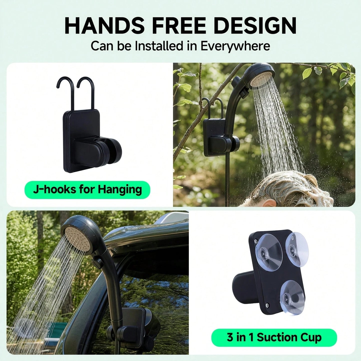 LOVEWE 6000mAh Portable Rechargeable Shower, IPX7 Waterproof With 4 Spray Settings, 120 Mins Long Runtime, Compact Device For Outdoor Activities, Car & Pet Cleaning