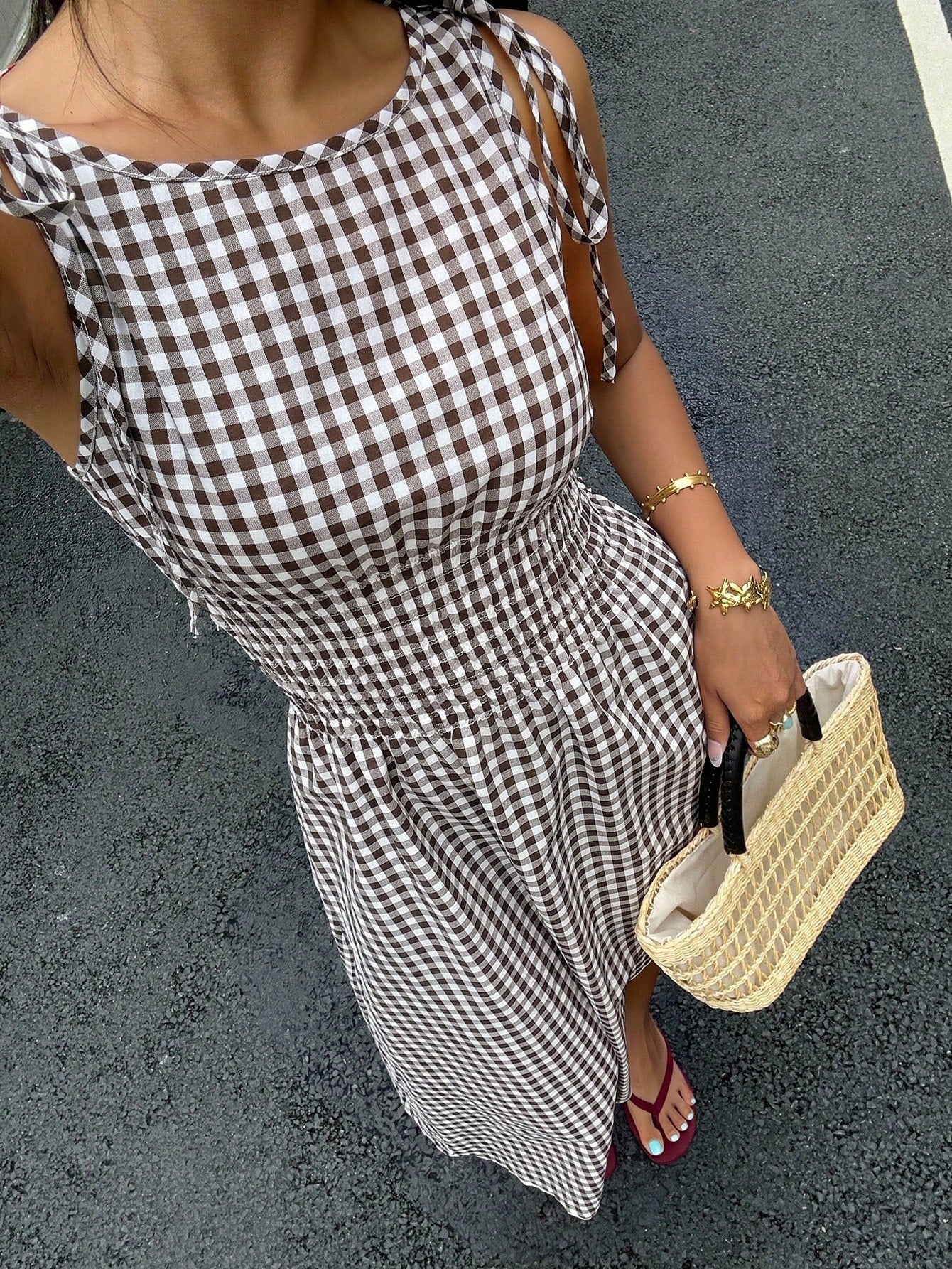 MainGRL Coffee Brown Regular Casual Vacation Party Versatile Mid-Length Dress For Women,Summer Dresses For Women