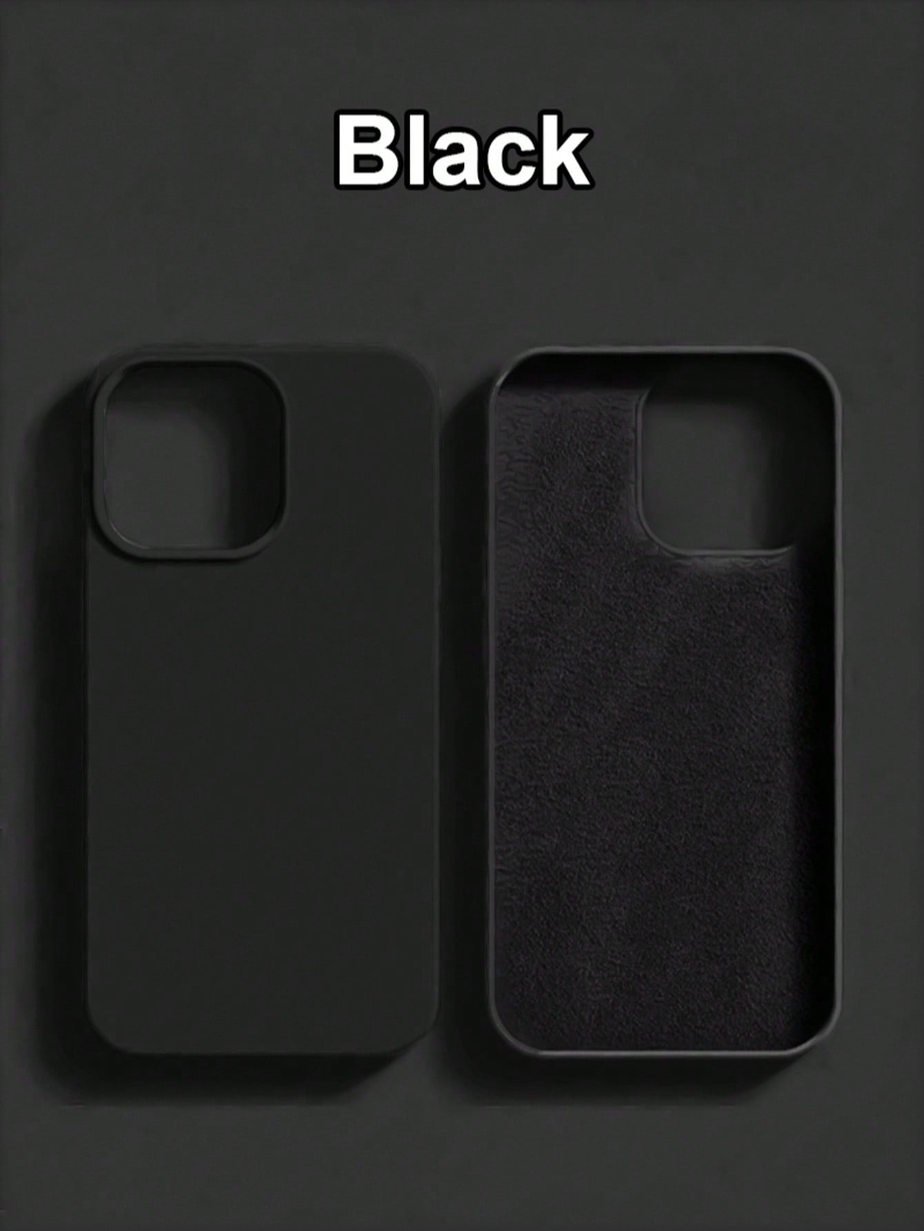Minimalist Pure Black Liquid TPU Phone Case, Ultra-Thin Skin-Friendly Soft Touch, Full Camera Protection Shockproof Scratch-Resistant Lightweight Durable, Inner Layer Made Of High-Quality Solid Color