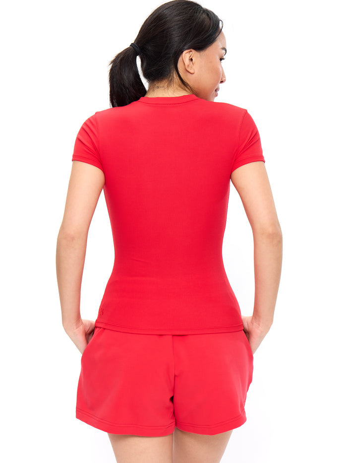 Nimbus Rib Tee - Salsa Red
