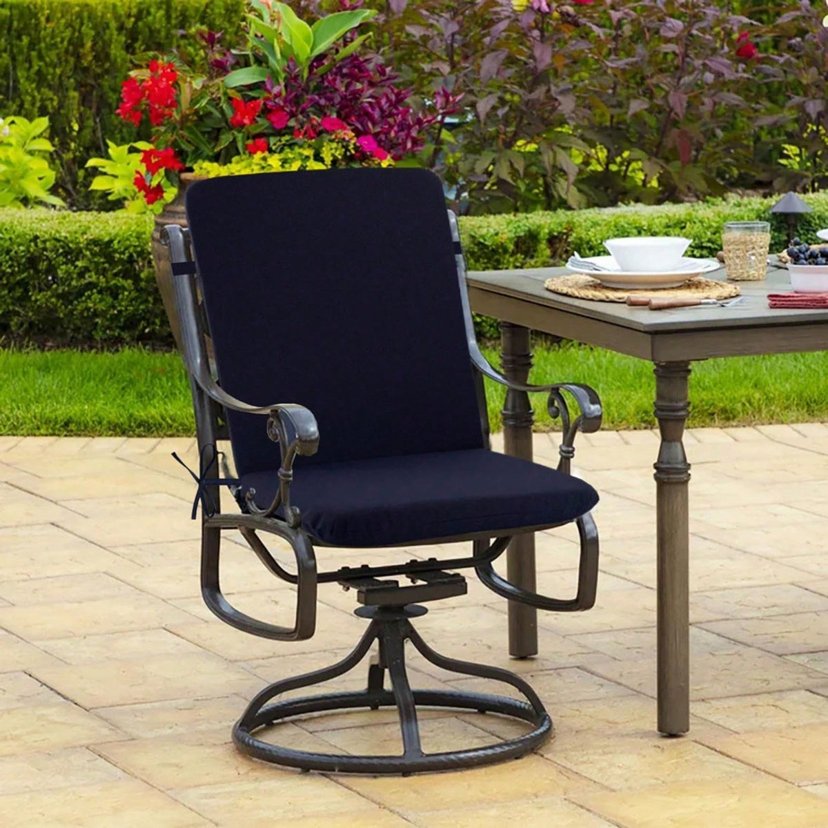 Outdoor Chair Cushion, 44"X20" Patio Chair Cushion With 2" Thick Padding, Waterproof Fade-Resistant Lawn Chair Cushion With Removable Machine-Washable Cover, Outdoor Furniture Cushion