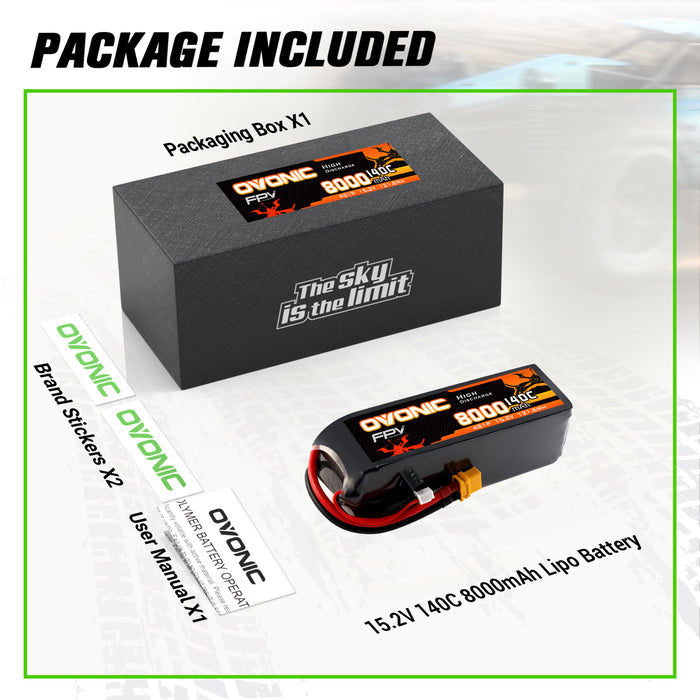 Ovonic 4S 8000mAh 140C 15.2V LiHV Battery w/XT60 Plug