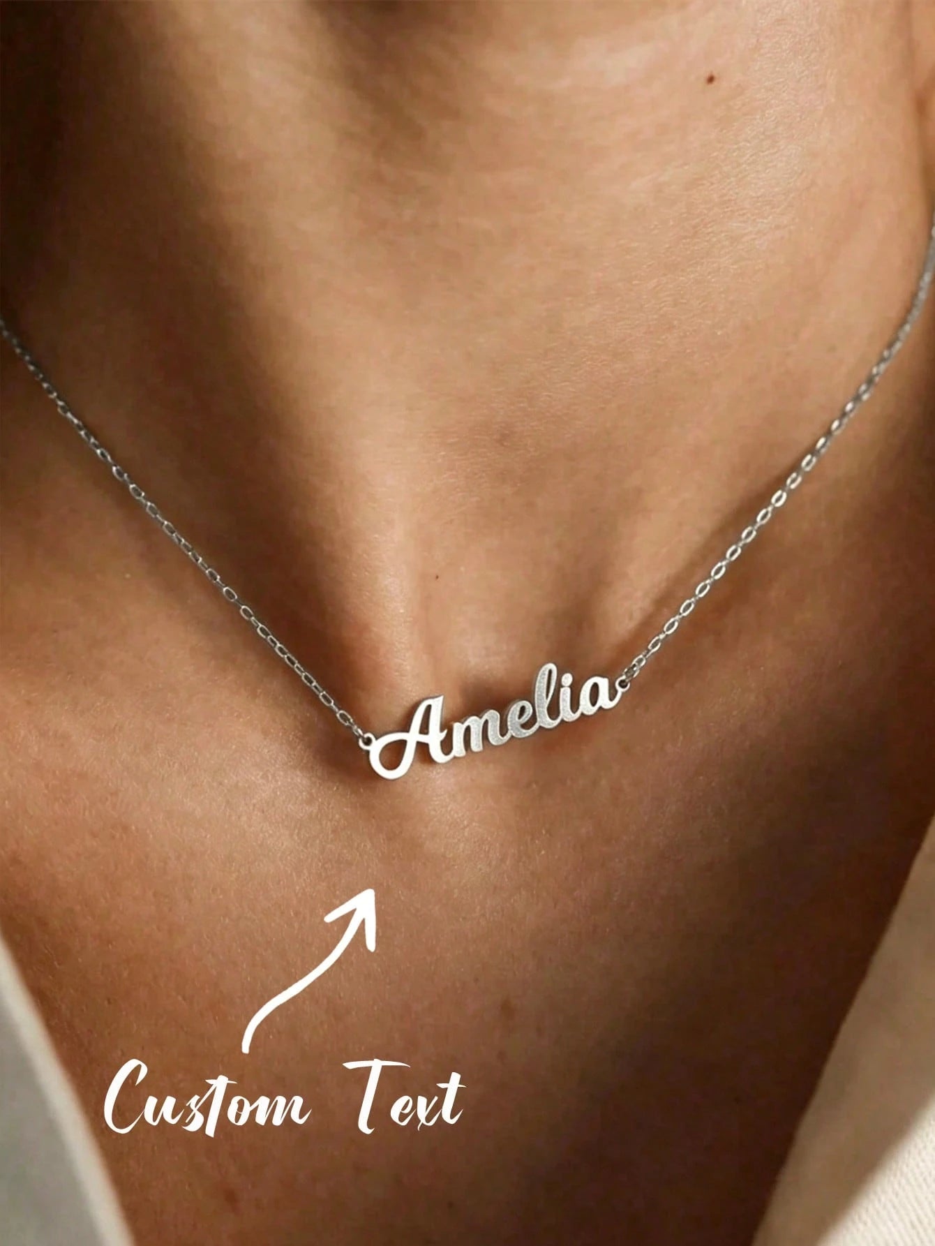 Personalised Stainless Steel Nameplate Necklace For Women, Fashion Jewelry, Best Friend Gifts For Mother's Day, Birthdays, Teenagers, Personalized Gift