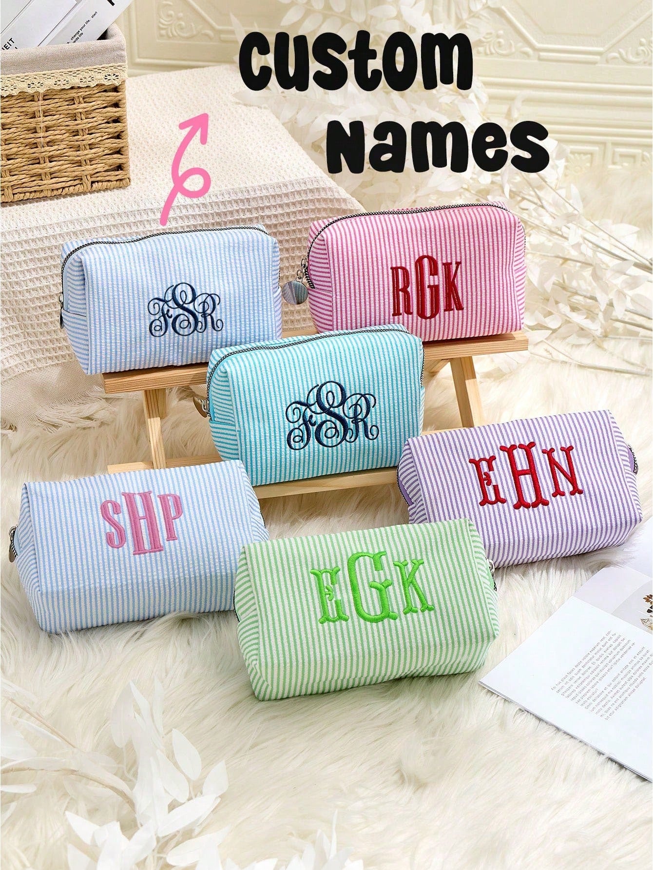 Personalized Bridesmaid Makeup Bag, Tulle Girls Cosmetic Bag, Large Capacity Makeup Bag, Bridesmaid & Bride Gift, Cosmetic Storage Bag, Embroidered Toiletry Bag, Embroidered Makeup Bag, Bridesmaid Mak