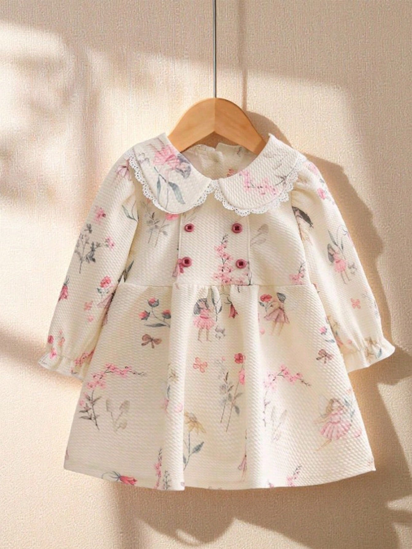 Playful Pals Newborn Baby Girls Cute Ballet Girl Print Casual Daily Dress, Autumn/Winter