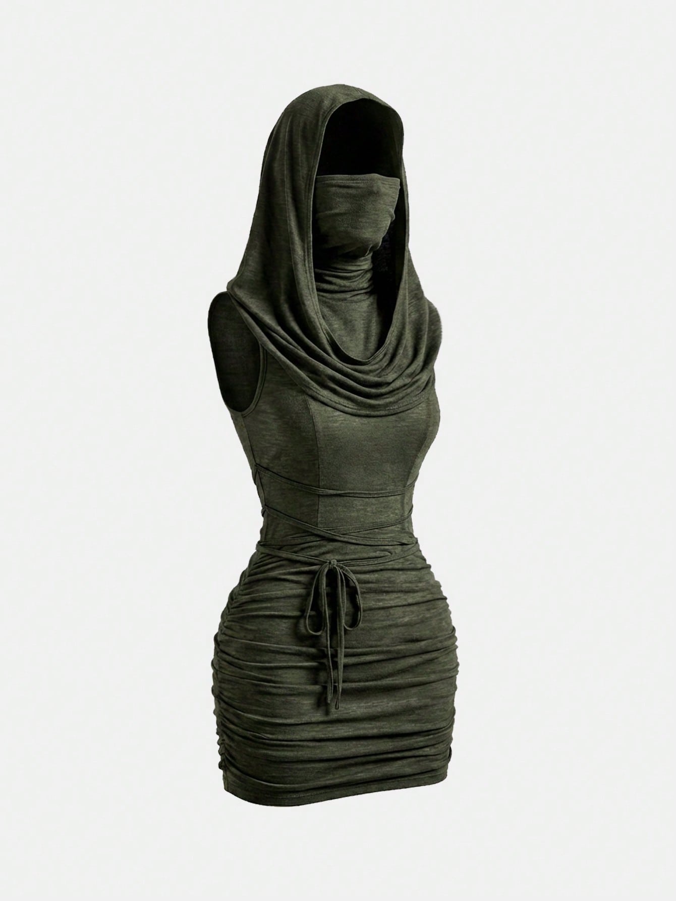 ROMWE Grunge Punk Y2K Vintage Apocalyptic Hooded Loose Collar Bodycon Mini Dress For Women