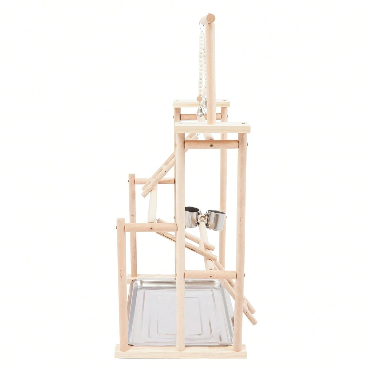 SENDERPICK 3 Layer Parrot Stand, Wood Bird Perch Freestanding Birds Play Gym Play Stand With Swing, Ladders, Feeding Cups & Removable Tray, Bird Playground For Cockatiels & Small Birds